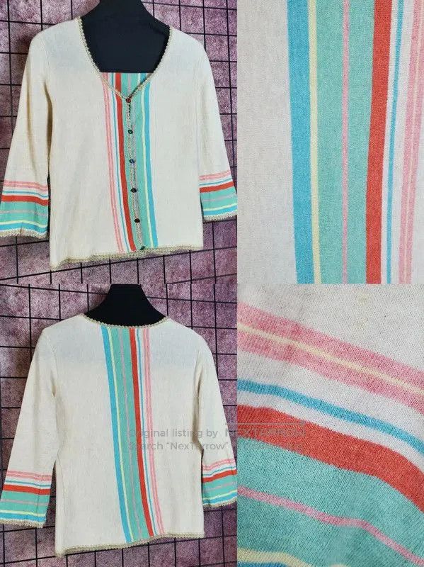Burberry Burberry Summer Beige Cotton Striped Knit Top. Size M / US 6-8 / IT 42-44 - 1 Thumbnail