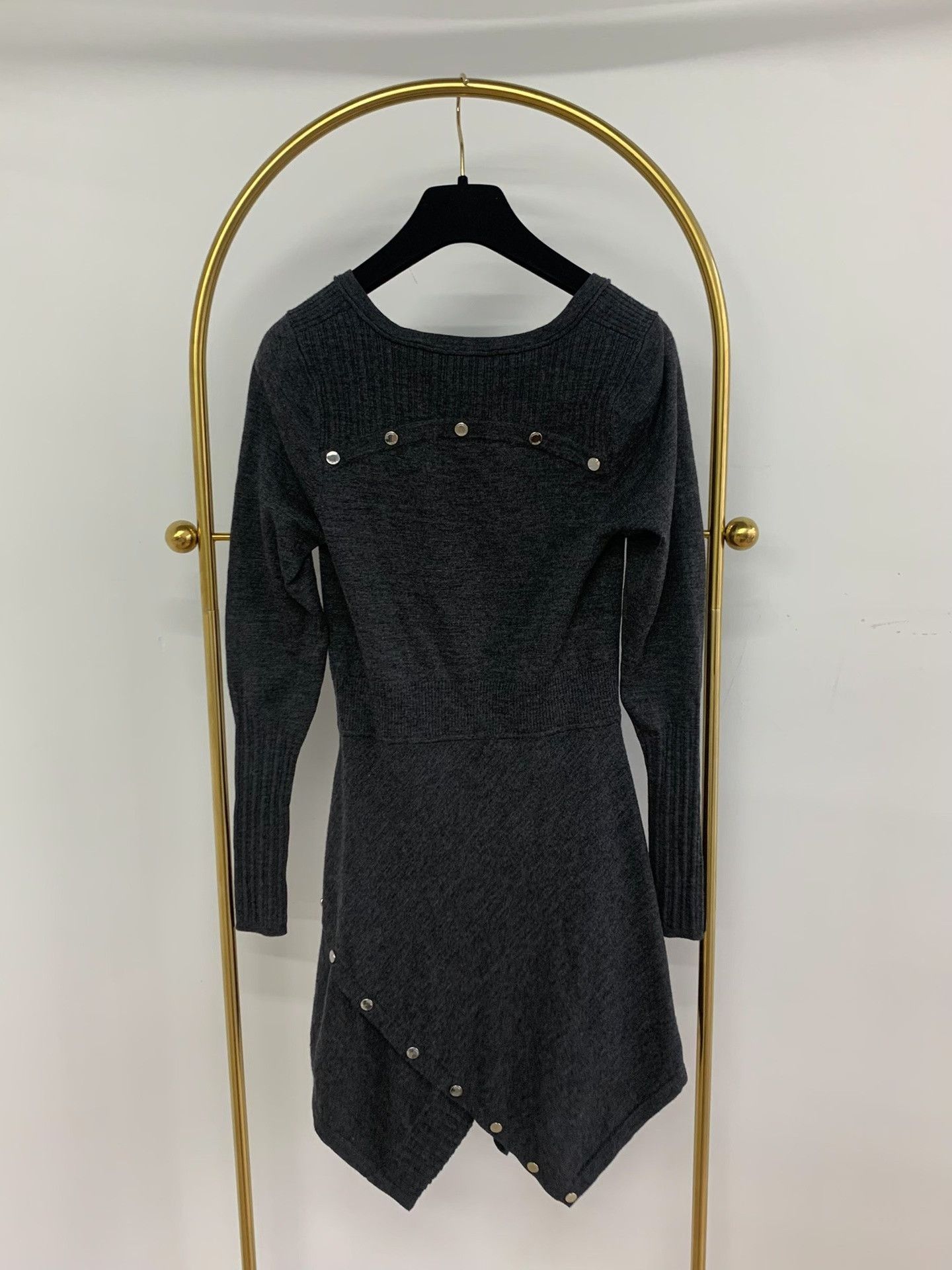 Karen Millen Gray Irregular Knit Dress, Women's — image 3 of 6