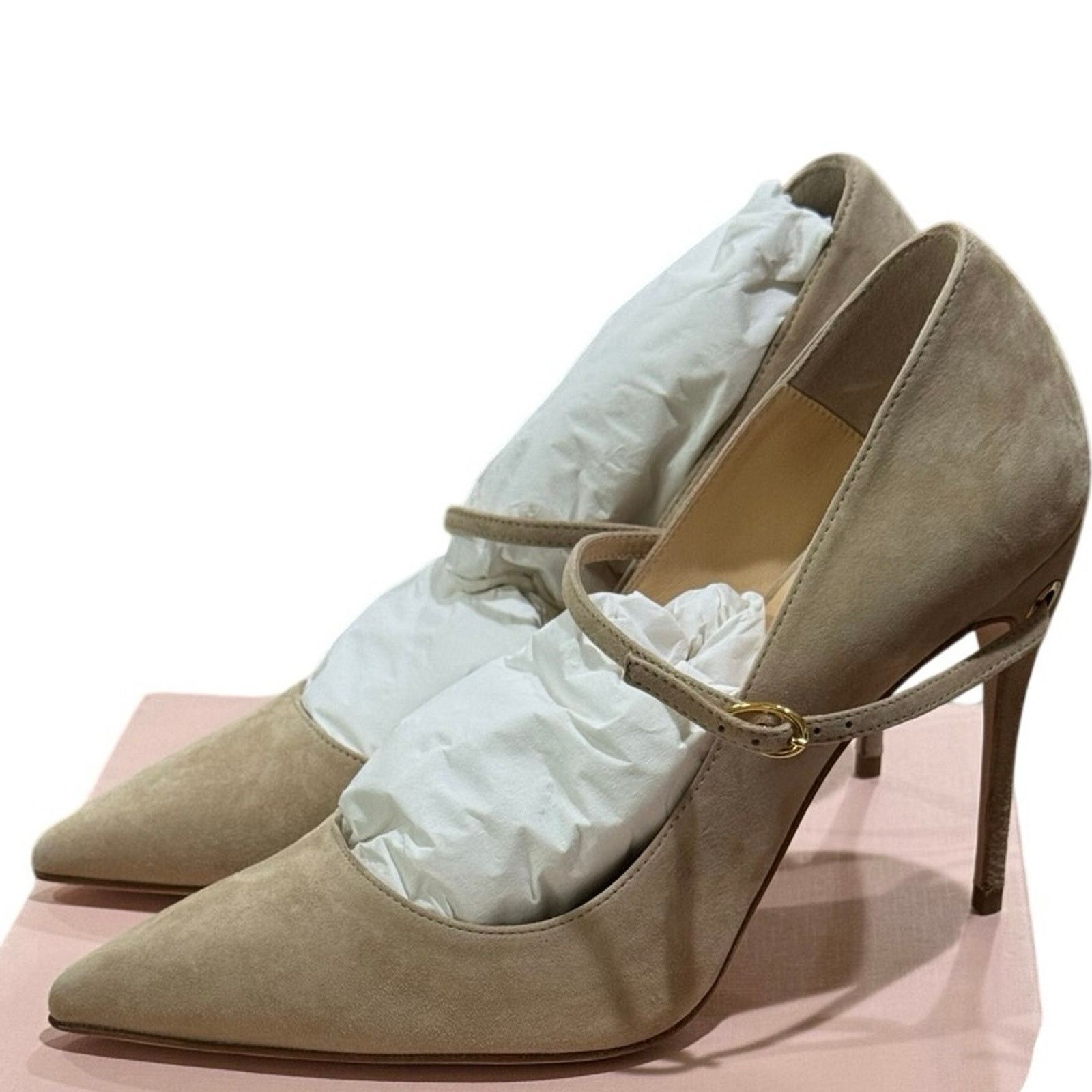 Other Jennifer Chamandi Lorenzo 105 mm Sand Suede Pumps sz. 39 eu Size US 9 / IT 39 - 8 Thumbnail
