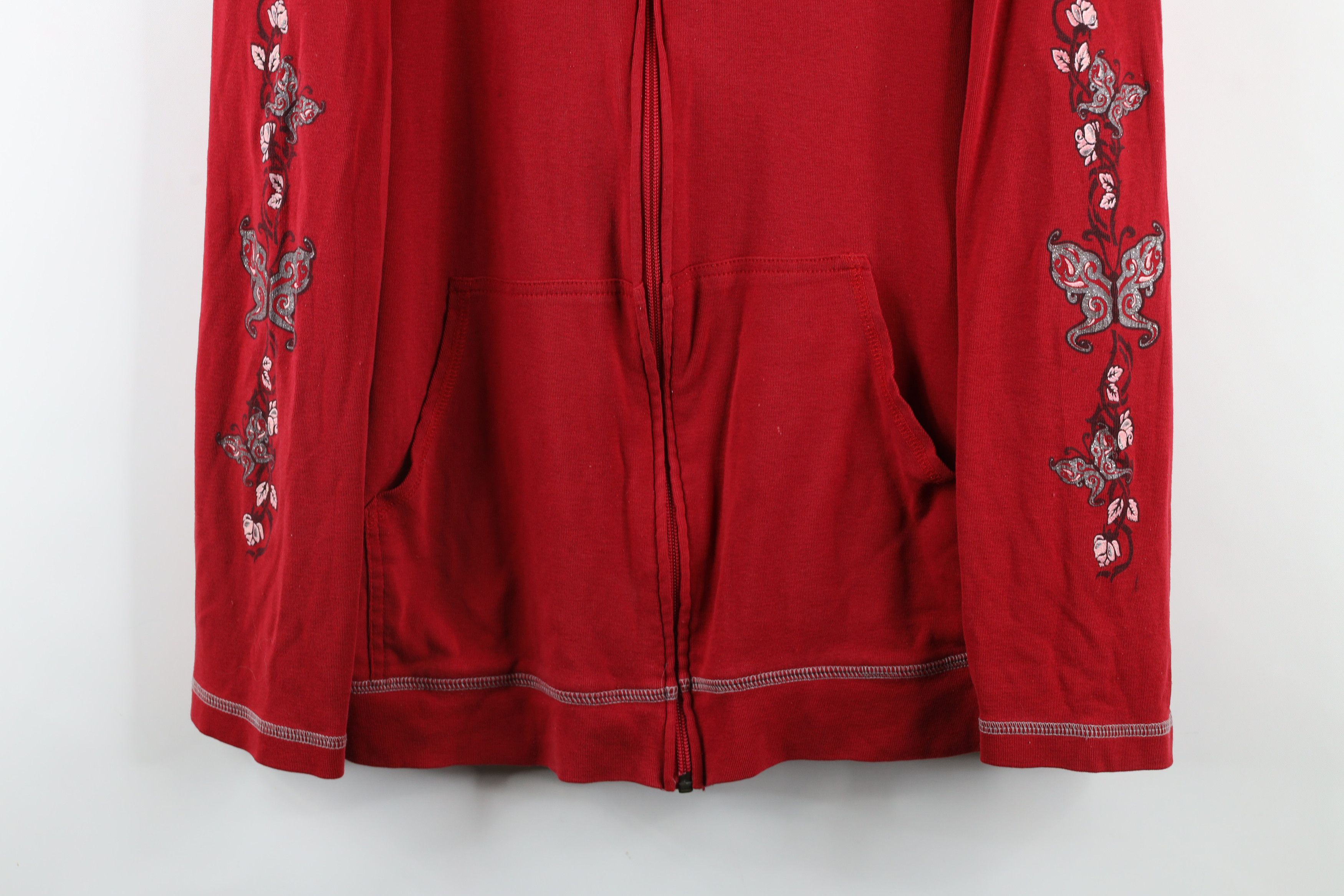 Vintage Vintage Y2K 90s Streetwear Butterfly Tribal Rose Zip Hoodie Size XL / US 12-14 / IT 48-50 - 3 Thumbnail