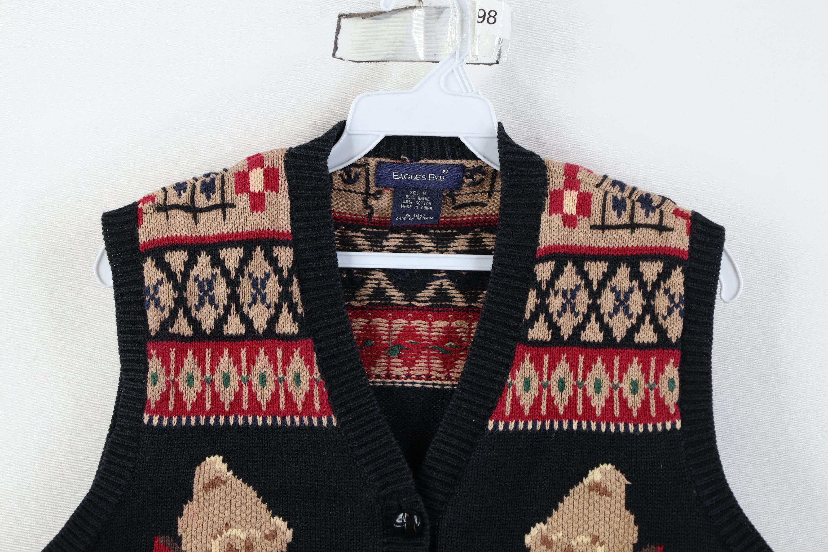 Vintage Vintage 90s Streetwear Fair Isle Teddy Bear Knit Vest Size M / US 6-8 / IT 42-44 - 2 Thumbnail