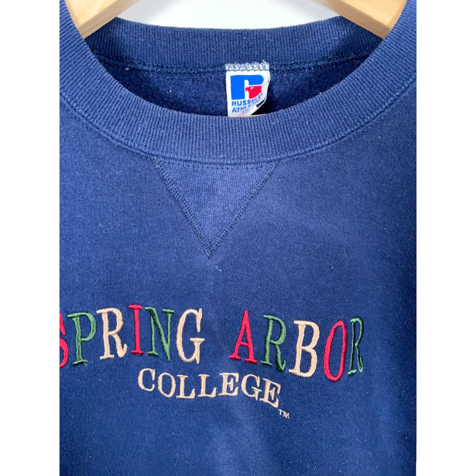 Russell Athletic VINTAGE Russell Athletic Sweatshirt 90s College Arbor Springs Blue Faded 2XL Mens Crew Neck Pullover Graphic Print Embroidered Logo Size US XXL / EU 58 / 5 - 6 Thumbnail