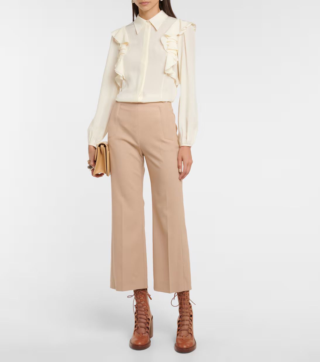 Chloe o1y0825 Silk Shirt in Cream Size XL / US 12-14 / IT 48-50 - 5 Thumbnail