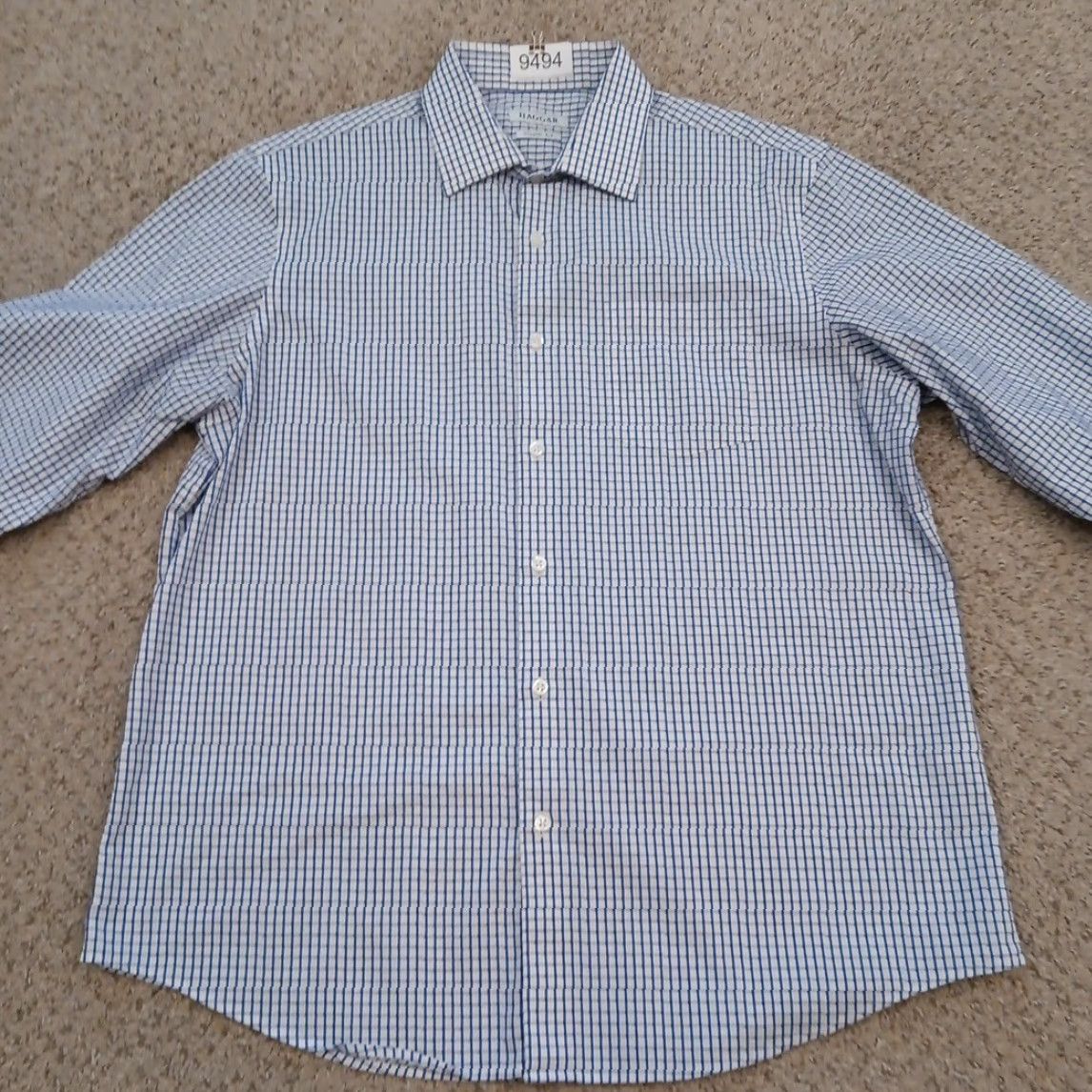 Haggar Haggar Shirt Mens 16.5 Blue Plaid Long Sleeve Button Up Cotton Blend Size US XL / EU 56 / 4 - 5 Thumbnail