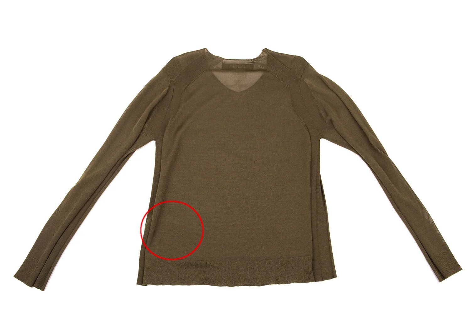 Comme des Garcons Homme Plus V-Neck Sheer Stretch Knit Sweater in Khaki, Size M Size US M / EU 48-50 / 2 - 10 Thumbnail