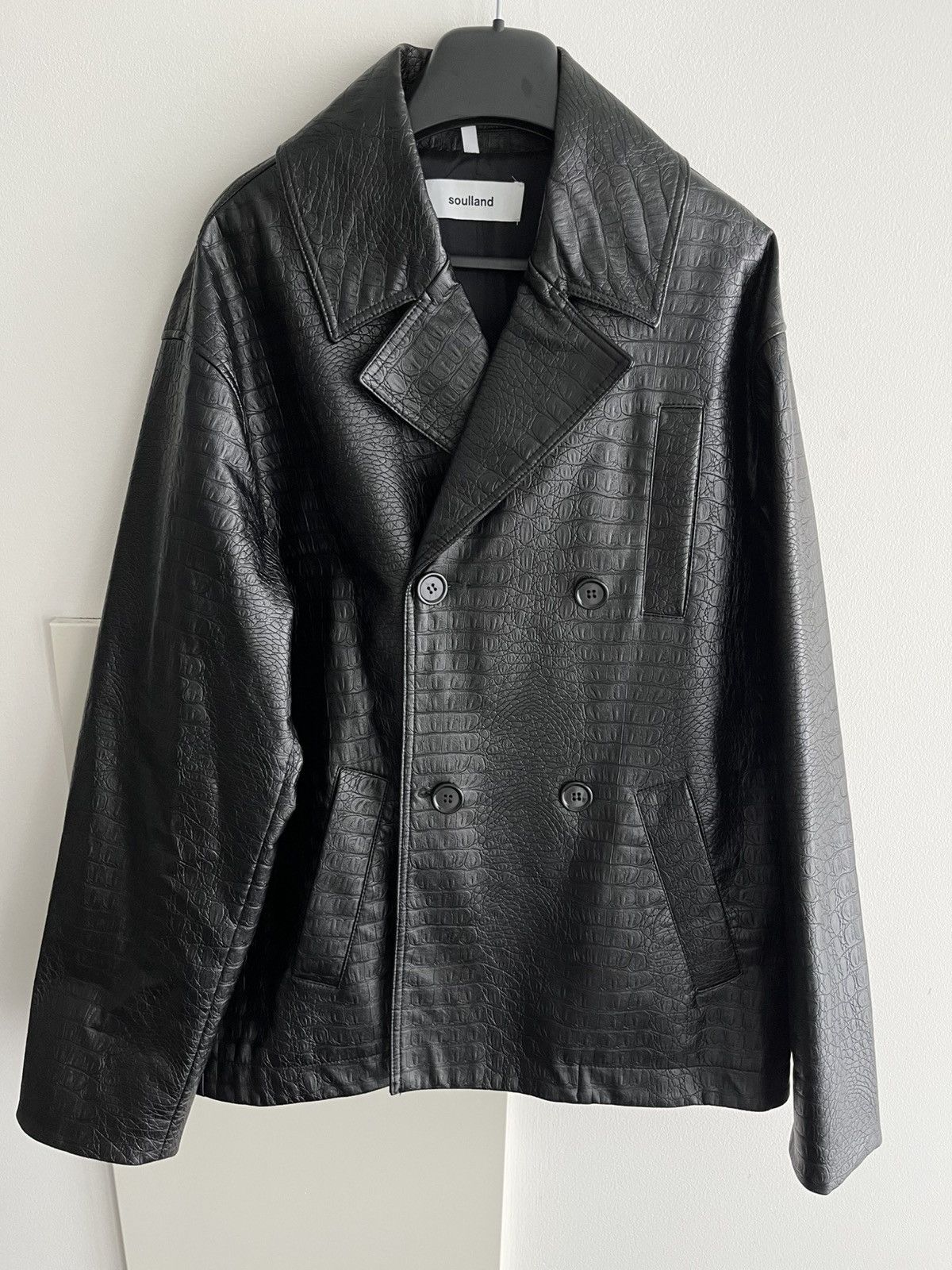 Soulland Super Rare Brand New Croc Embossed Leather Blazer Jacket Size US XL / EU 56 / 4 - 4 Thumbnail