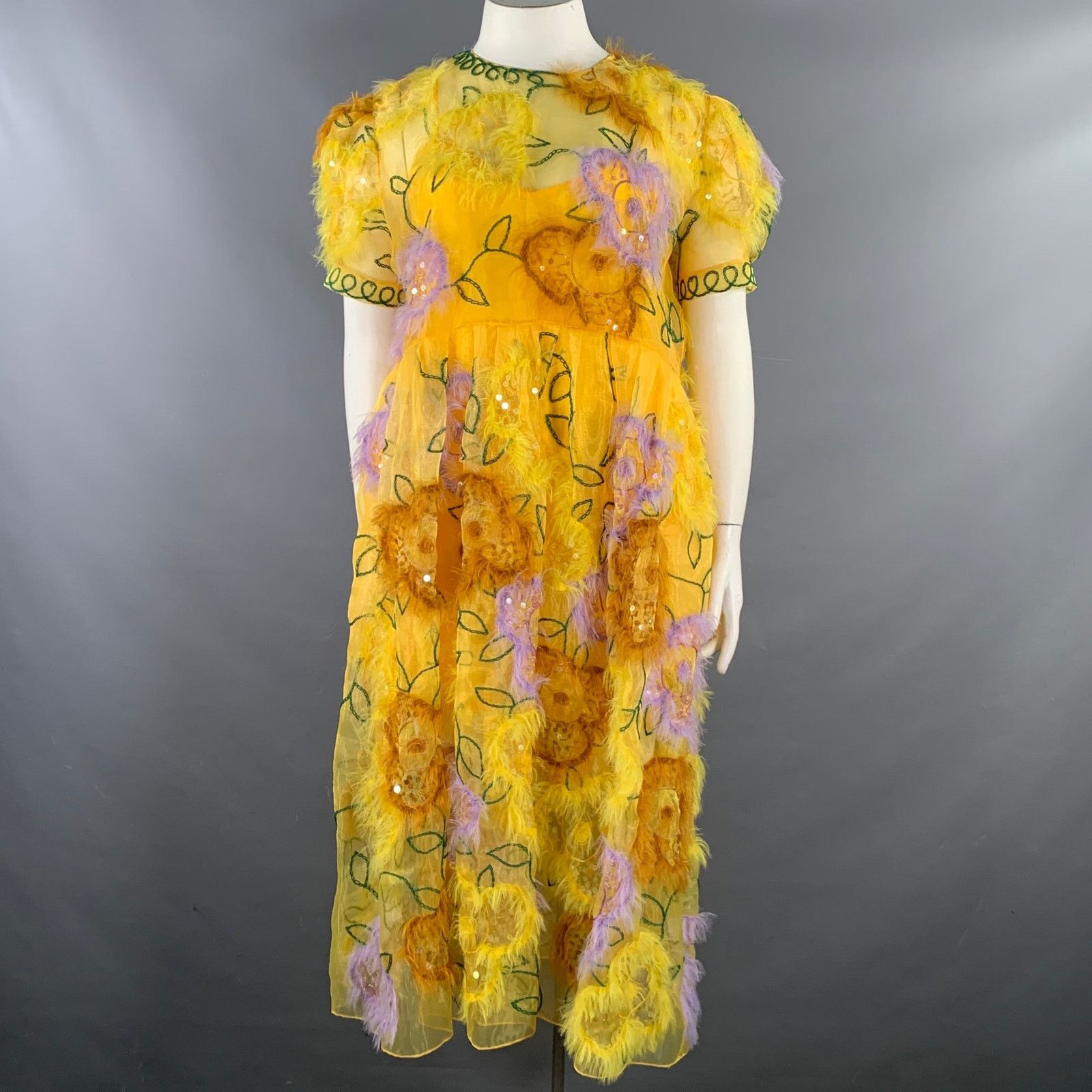 ASHISH ASHISH Size L Organza Ostrich Cocktail Dress Size L / US 10 / IT 46 - 1 Thumbnail