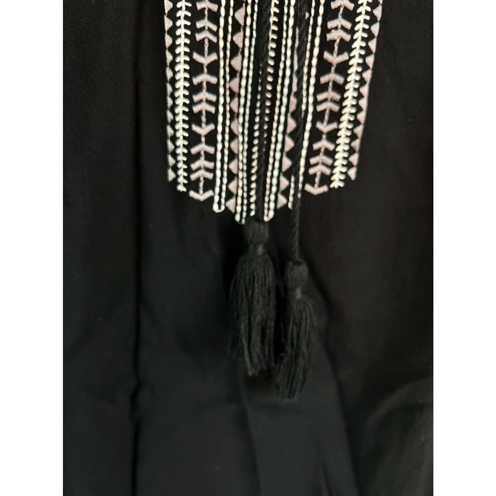 Faded Glory VINTAGE Faded Glory BOHO Embroidered Top Shirt M Black Geometric 90s Theme Womens Size M / US 6-8 / IT 42-44 - 4 Thumbnail