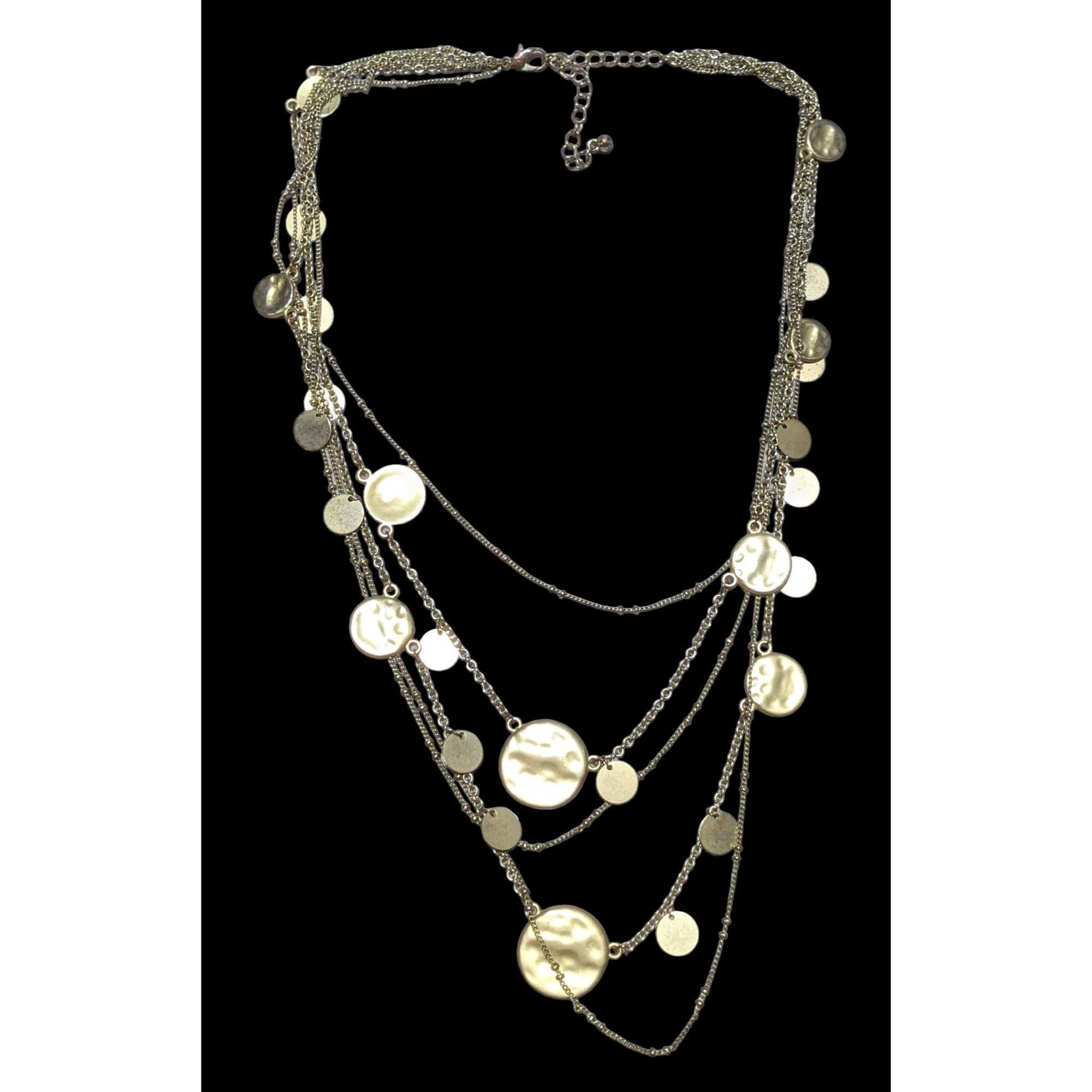 Other Gold Tone Multilayer Hammered Disc Chain Necklace Size ONE SIZE - 1 Thumbnail