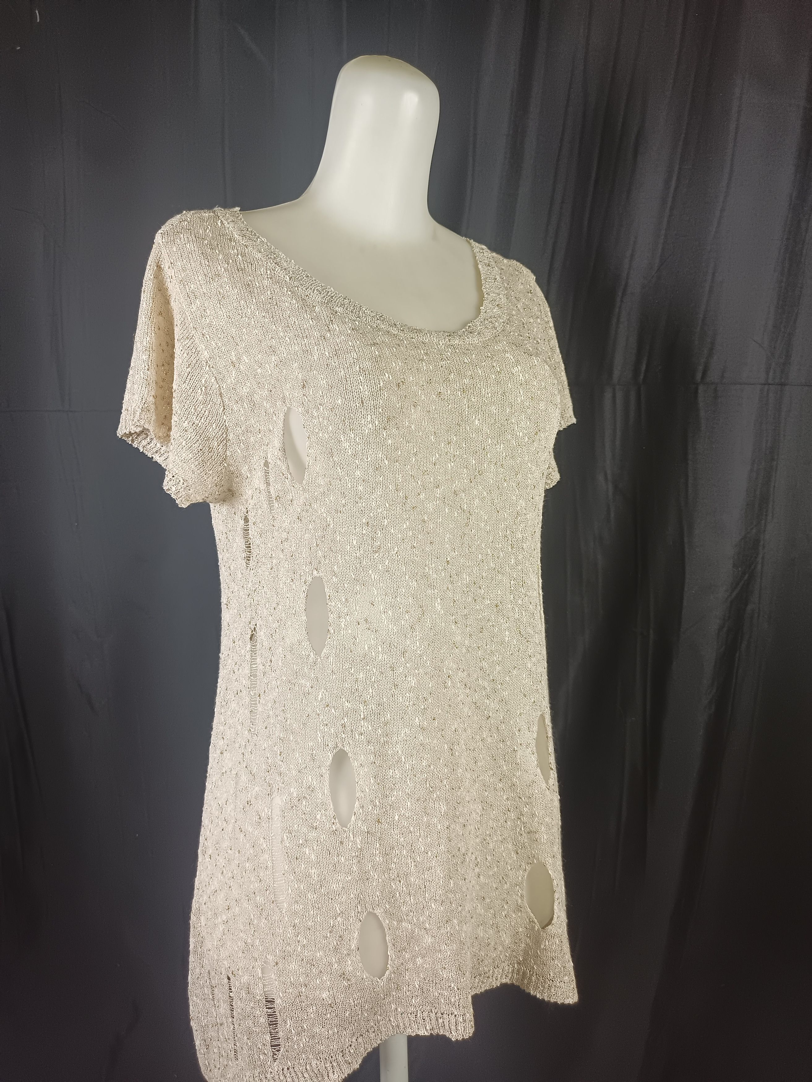 Japanese Brand JOINUS Distressed Glittery Knited Top Size XL / US 12-14 / IT 48-50 - 2 Thumbnail