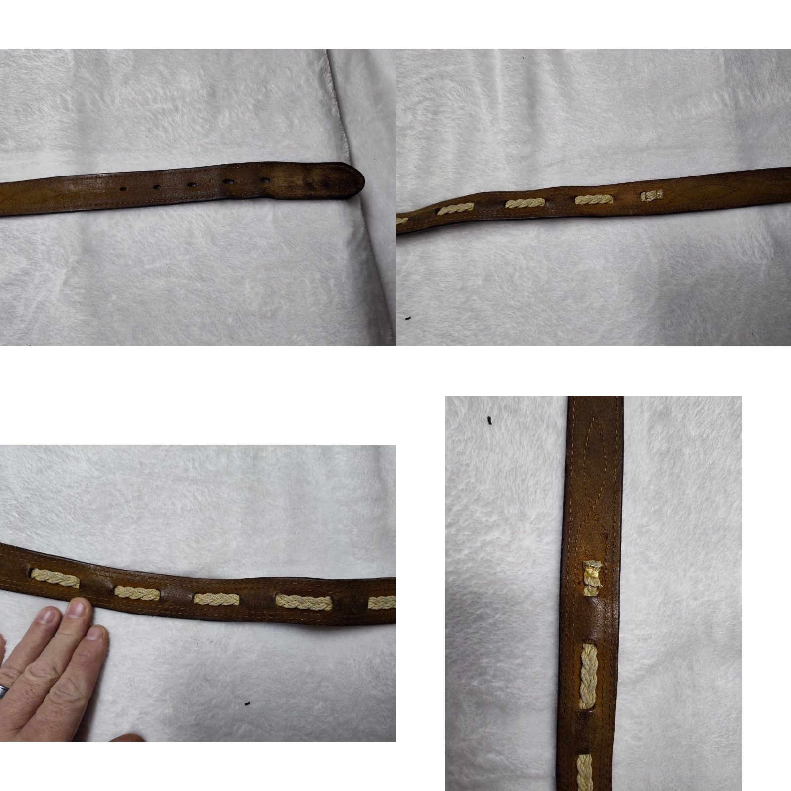 Vintage VINTAGE Leather Belt 1960s Unisex Brown Braided Weave Waist Size 30-33 Hippy Style Size ONE SIZE - 8 Thumbnail