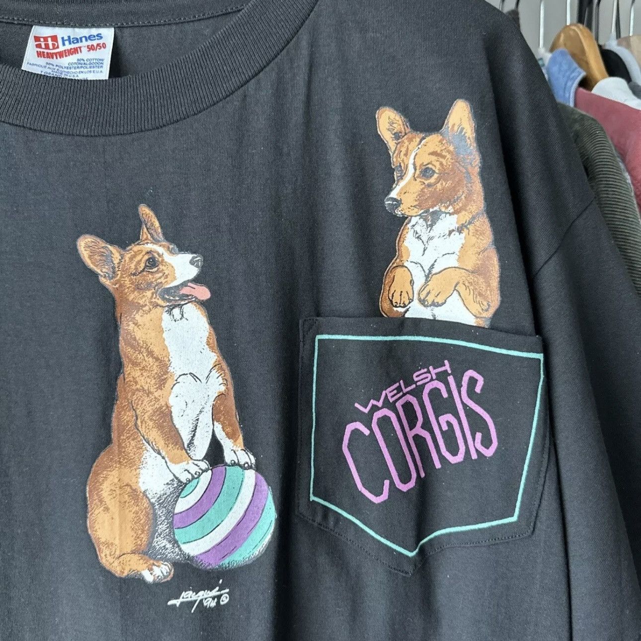 Hanes × Vintage New Deadstock Welsh Corgis Dog Animal Single Stitch Shirt XL Size US XL / EU 56 / 4 - 2 Thumbnail