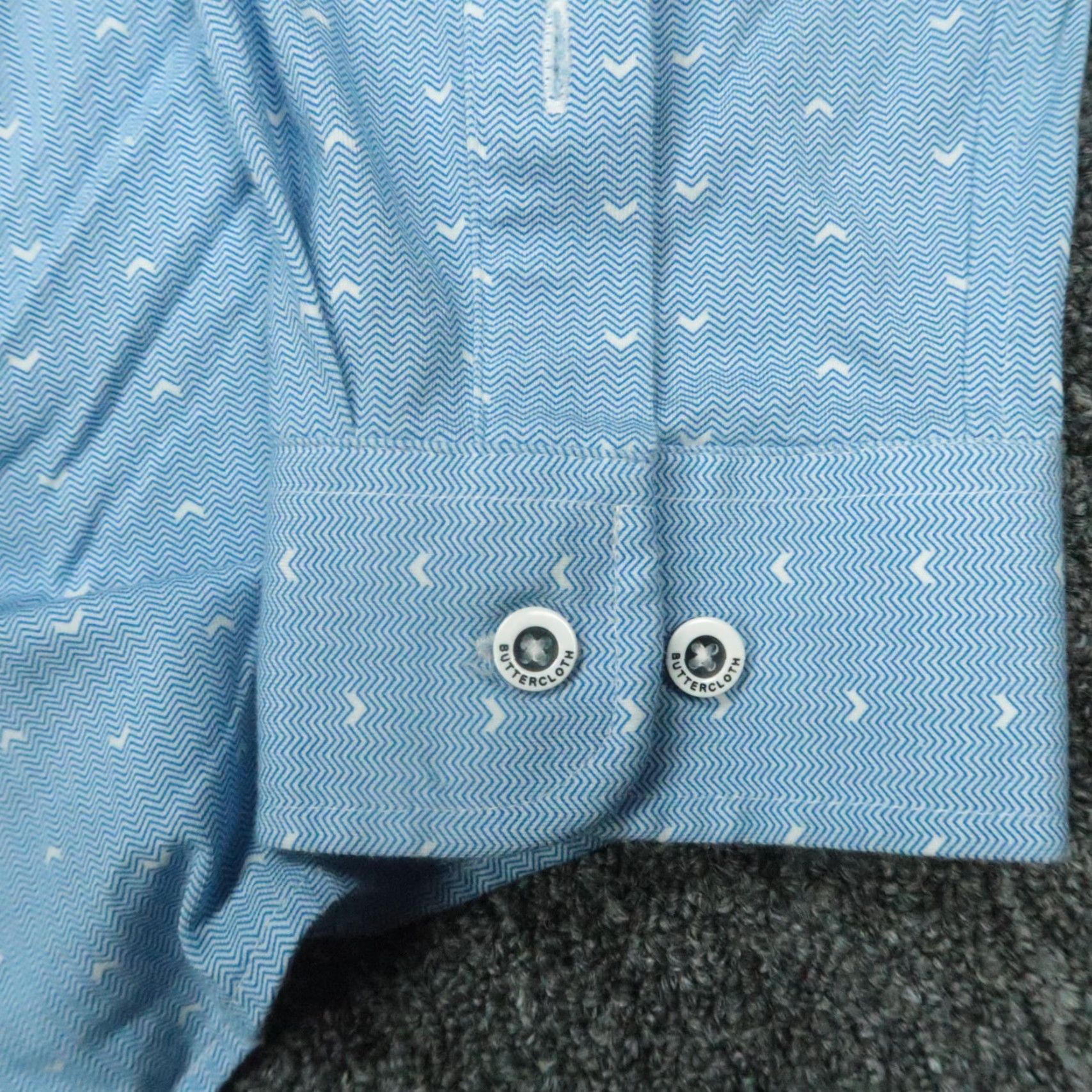 Vintage Buttercloth Shirt Mens XL Blue Geometric Cotton Long Sleeve Button-Up Size US XL / EU 56 / 4 - 5 Thumbnail