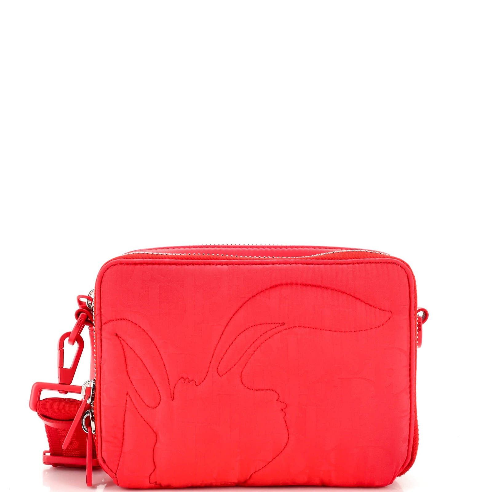x ERL Double Zip Crossbody Pouch Quilted Oblique Mirage