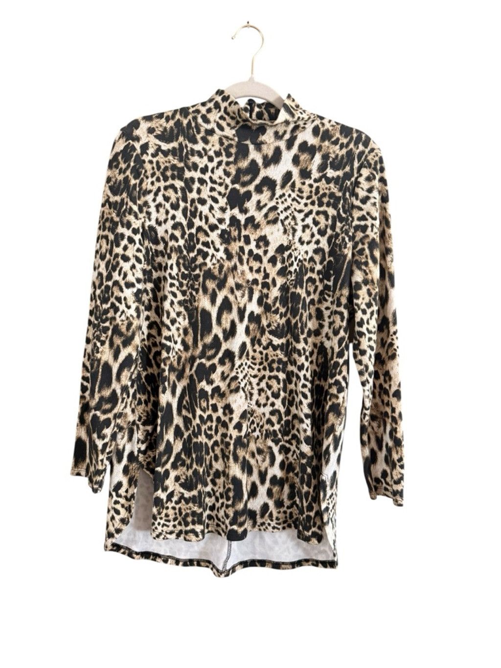 Chicos Women's Chico's Tunic M Brown Black Leopard Print Long Sleev Size M / US 6-8 / IT 42-44 - 2 Thumbnail