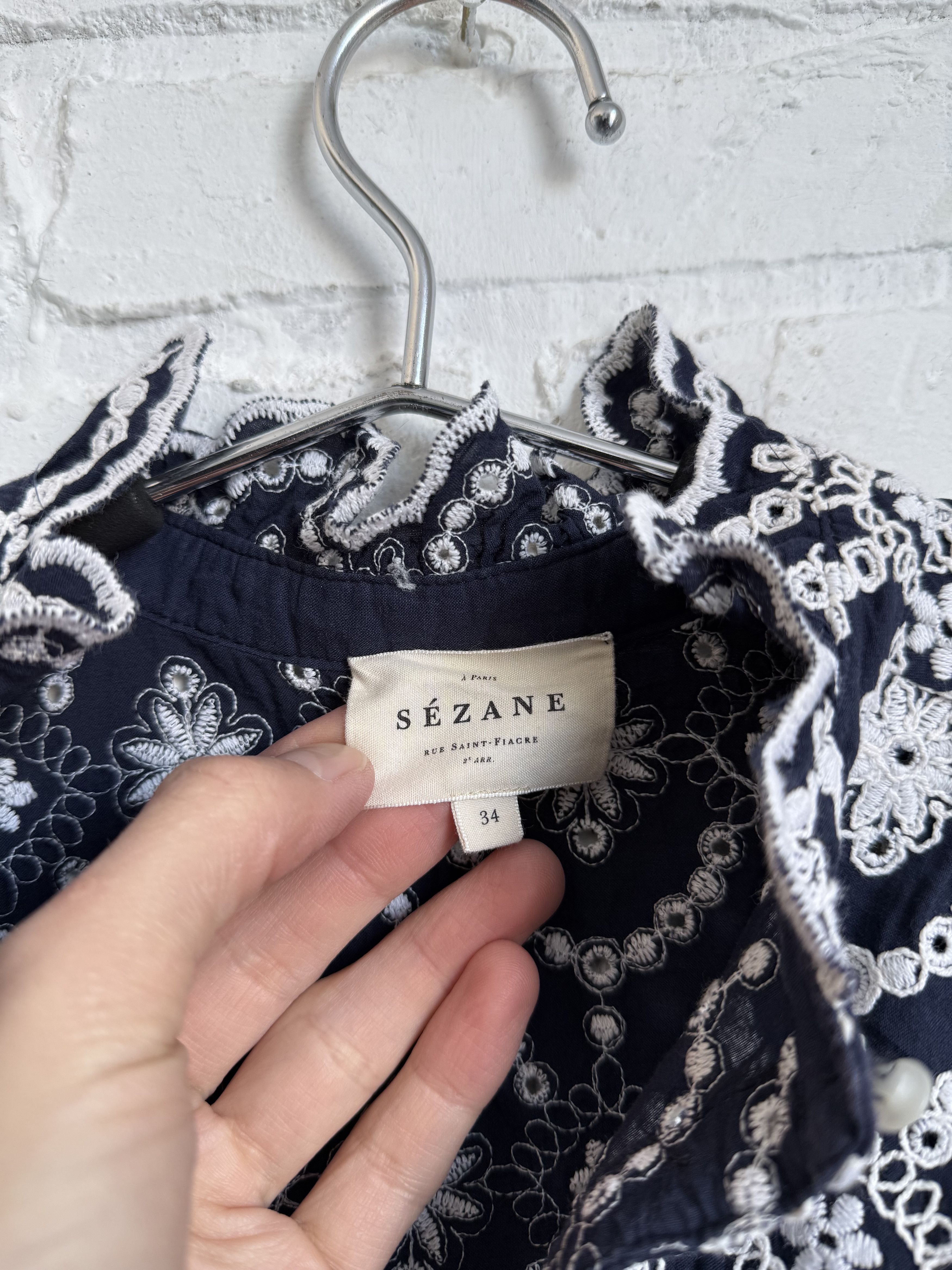 Sezane Sezane Paris Embroidered cotton blouse Size S / US 4 / IT 40 - 2 Thumbnail
