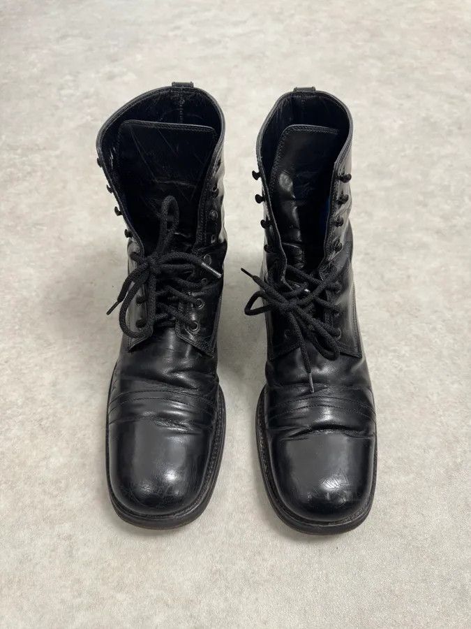 Dolce & Gabbana 2000s Dolce & Gabbana Army Black Leather Lace-Up Boots Size US 7.5 / EU 40-41 - 4 Thumbnail