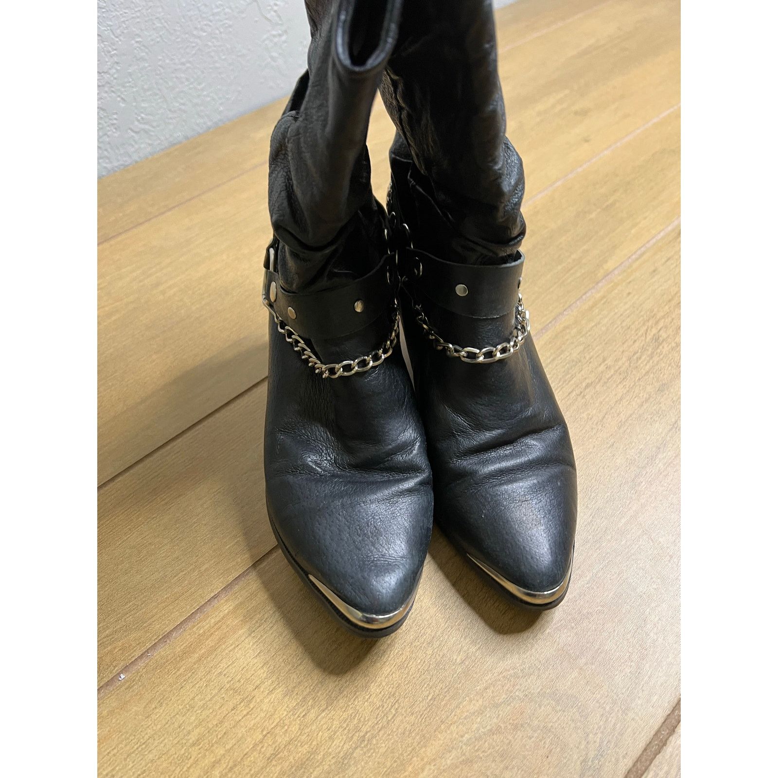 Vintage Dingo Ladies' Bailey Black Slouch Harnessed Boots Sz 6 M Size US 6 / IT 36 - 6 Thumbnail