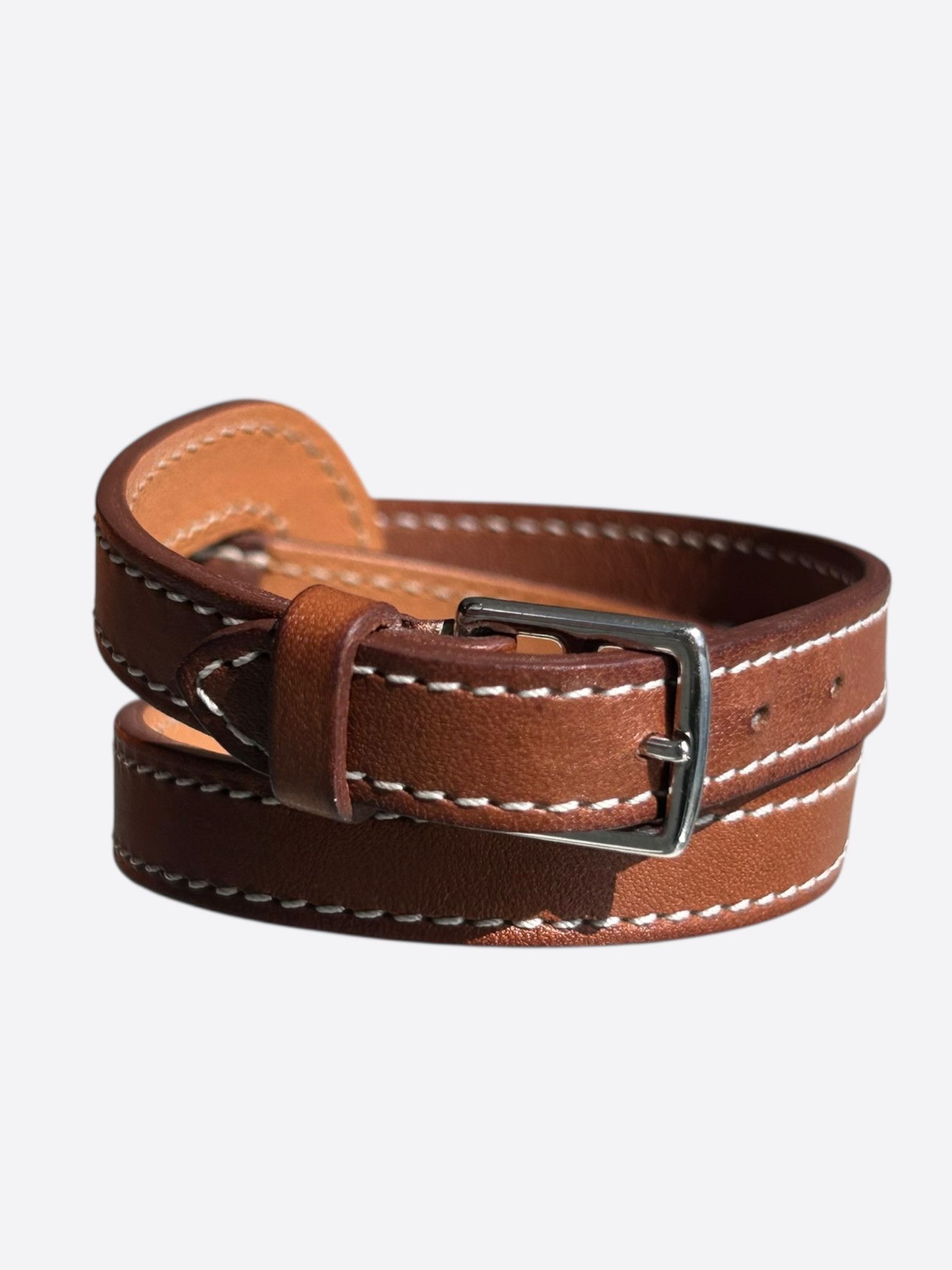 Hermes BrownSwift Palladium Hardware Jumbo Jet Double Tour Bracelet Size ONE SIZE - 1 Thumbnail