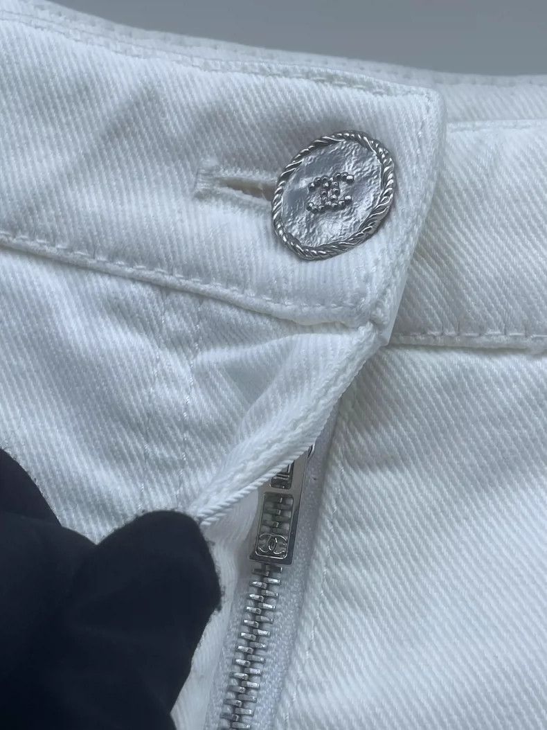 Chanel Chanel White Lace Denim Pants -2505 Size 33" - 4 Thumbnail