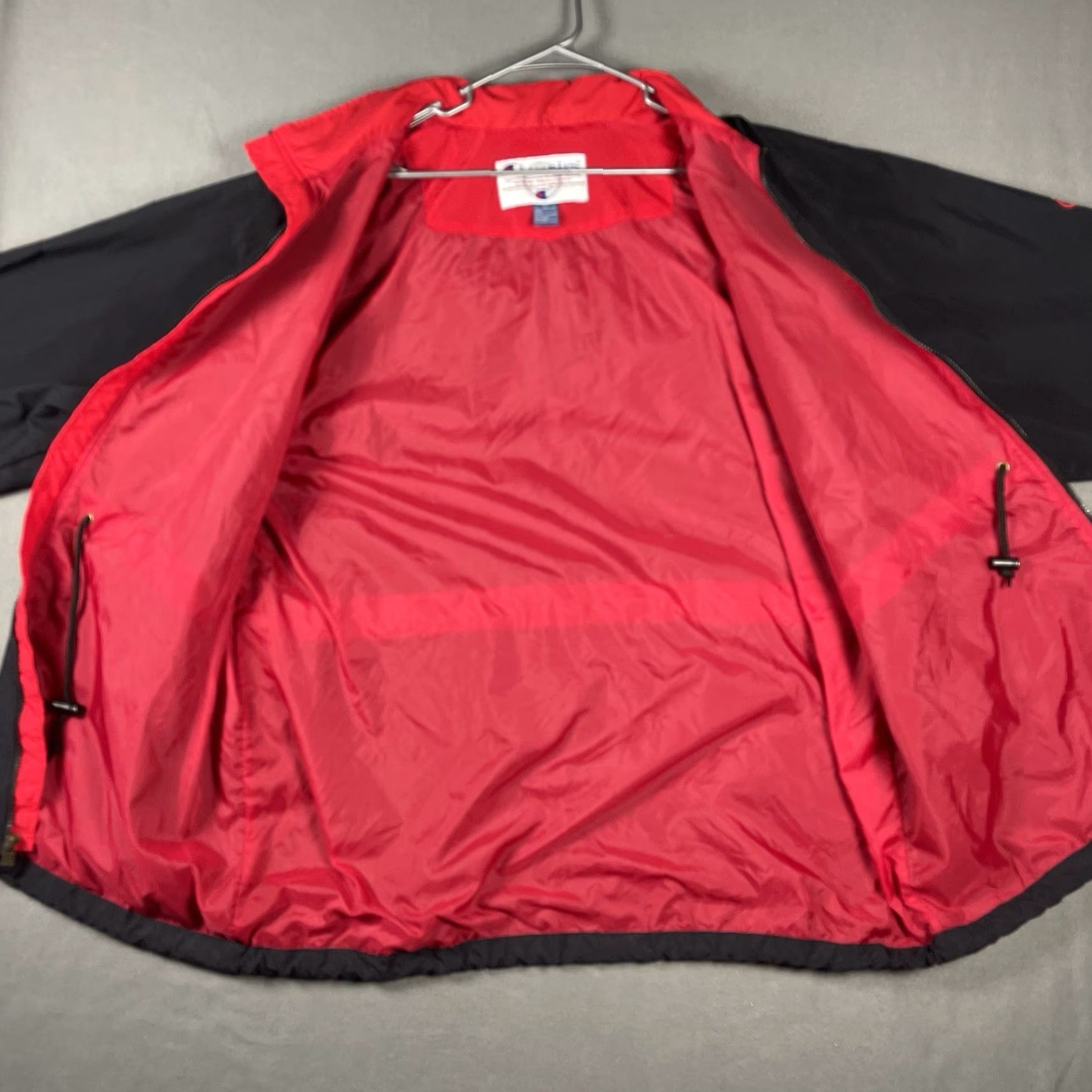 Champion VINTAGE Champion Windbreaker Full Zip Jacket XL Black Hidden Hood 90s Retro Sports Men Size US XL / EU 56 / 4 - 4 Thumbnail