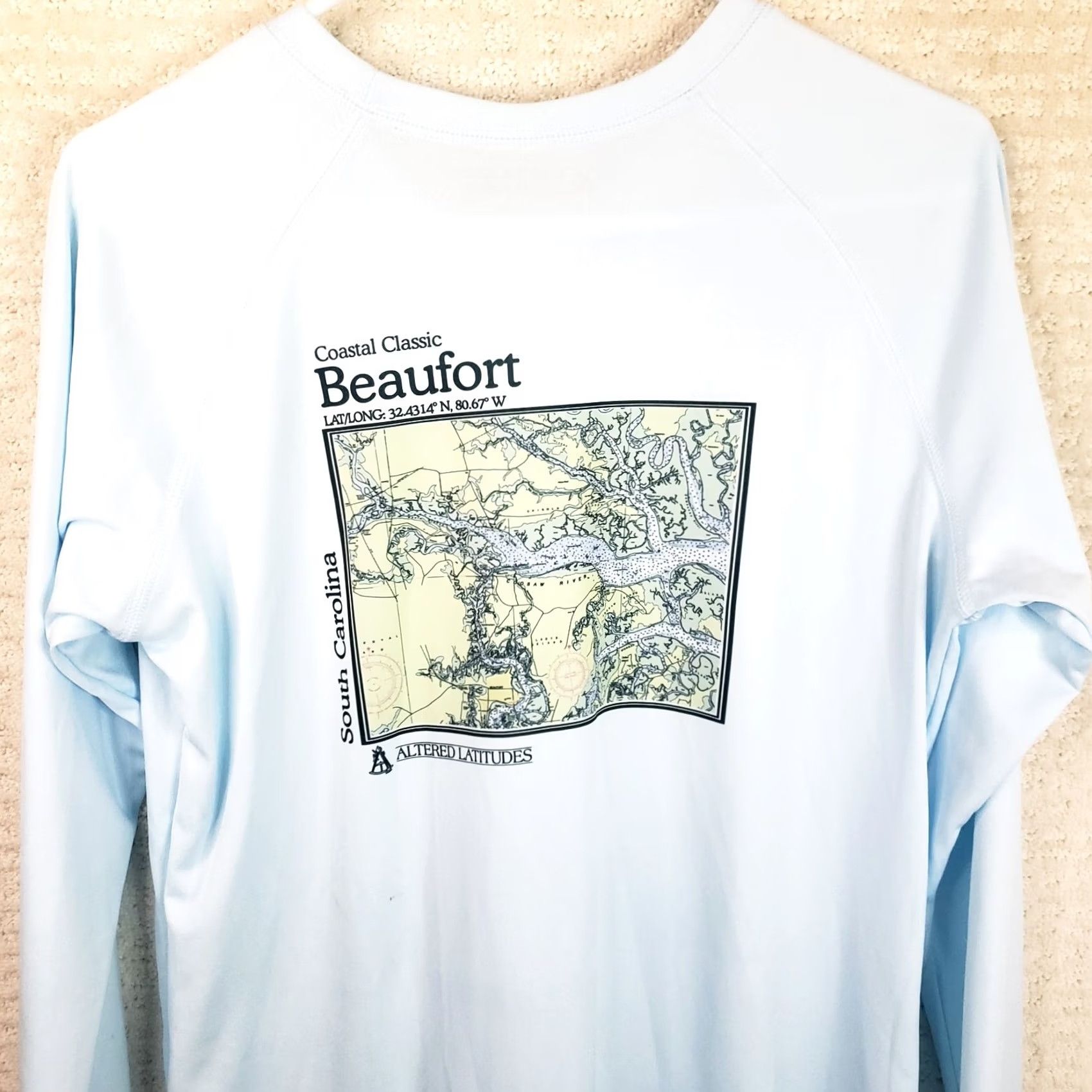 Area Altered Latitudes Higher Ground Men L Blue L. Sleeve Map Shirt Beaufort SC Area Shirt Size US L / EU 52-54 / 3 - 6 Thumbnail