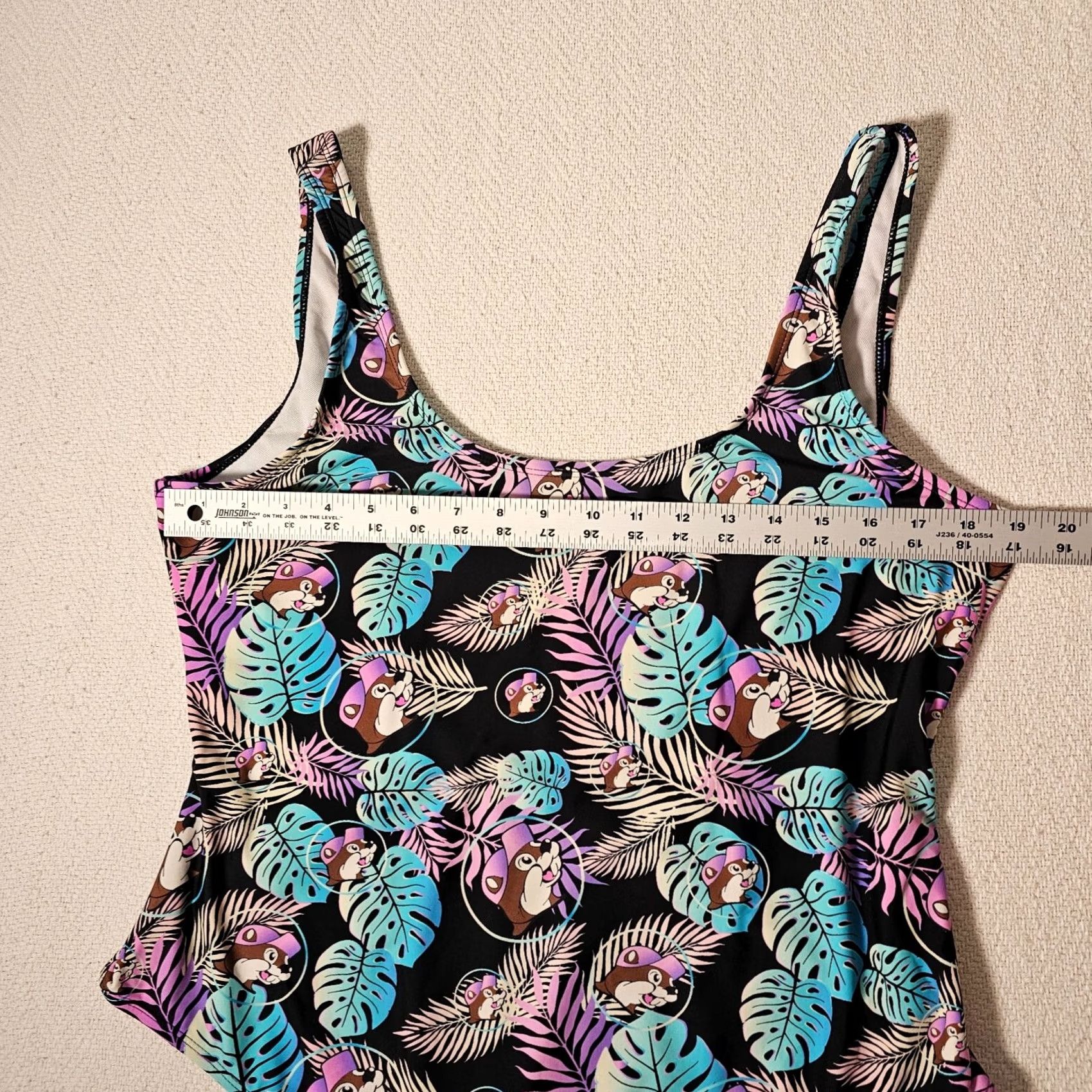 Vintage Buc-ee's One Piece Palm Leaf Black 2X Women’s Swimsuit Nylon Spandex Padded Lightweight Breathable Vintage: No (adjusted under constraints) Size ONE SIZE - 4 Thumbnail