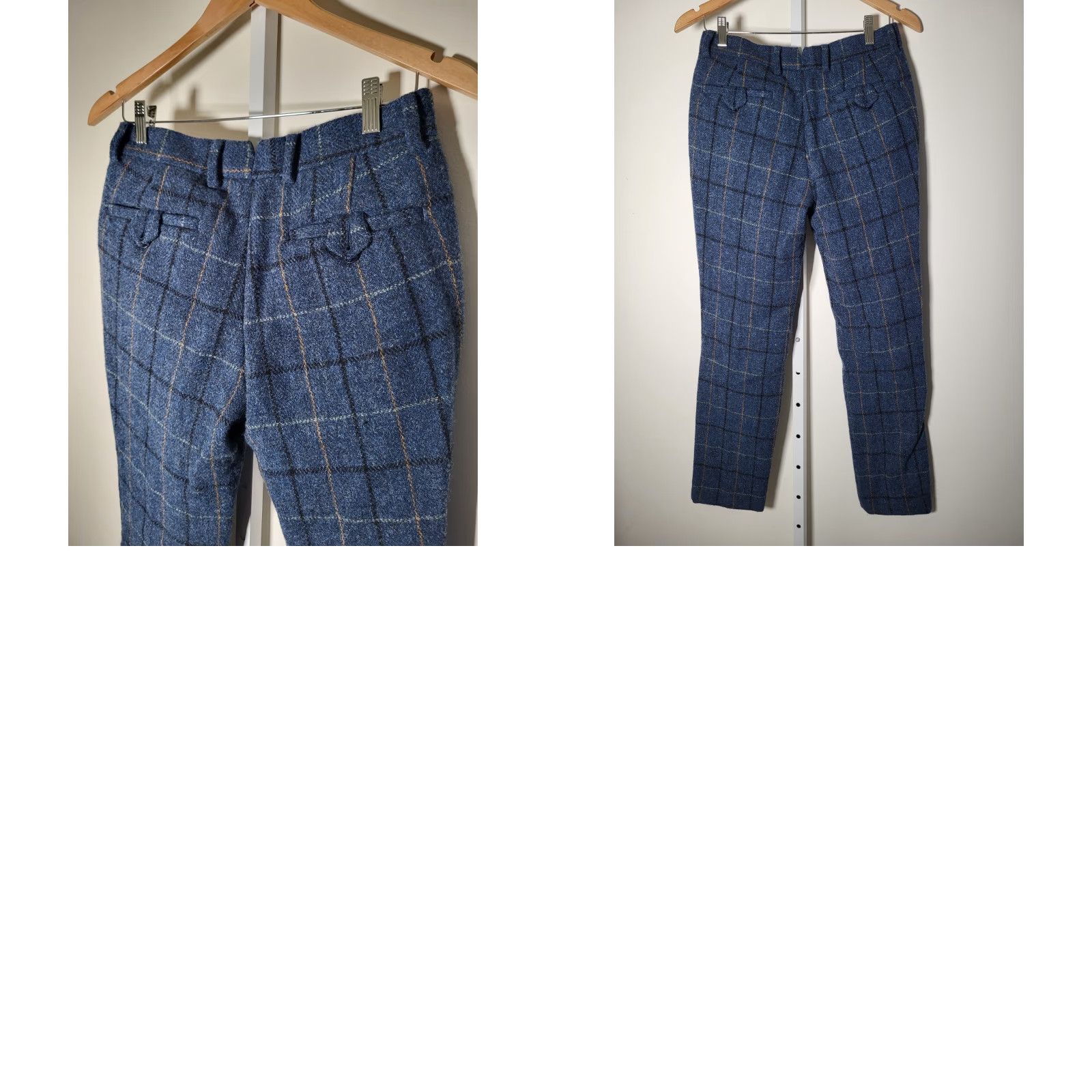 Asos ASOS X Harris Tweed Slim Fit Wool Blue Green Orange Check Pleated Pants 32x30 Men Vintage Size US 30 / EU 46 - 9 Thumbnail