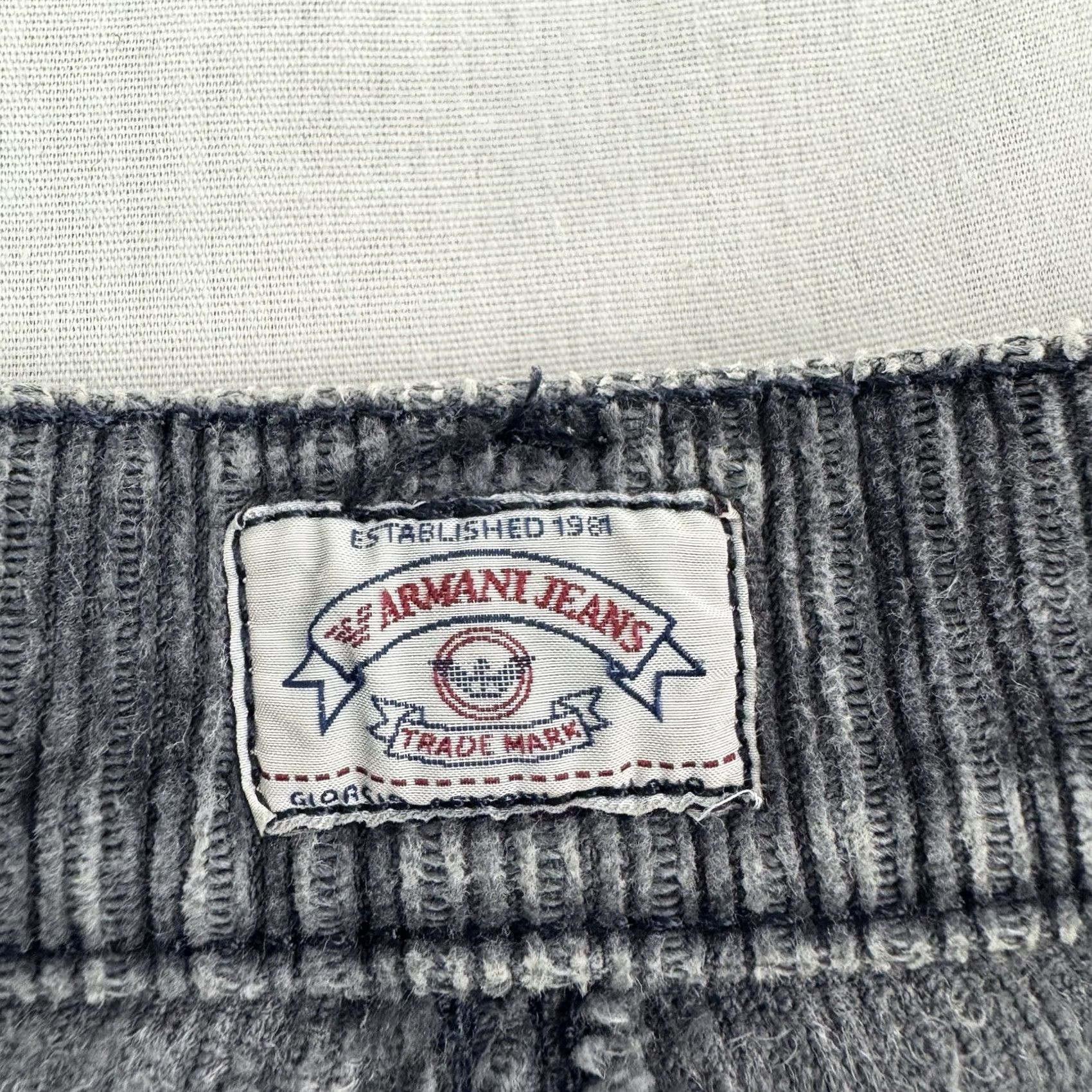 Armani VINTAGE Armani Corduroy Pants Womens 29 Gray Hipster Tapered 1980s Jeans Size 29" - 6 Thumbnail