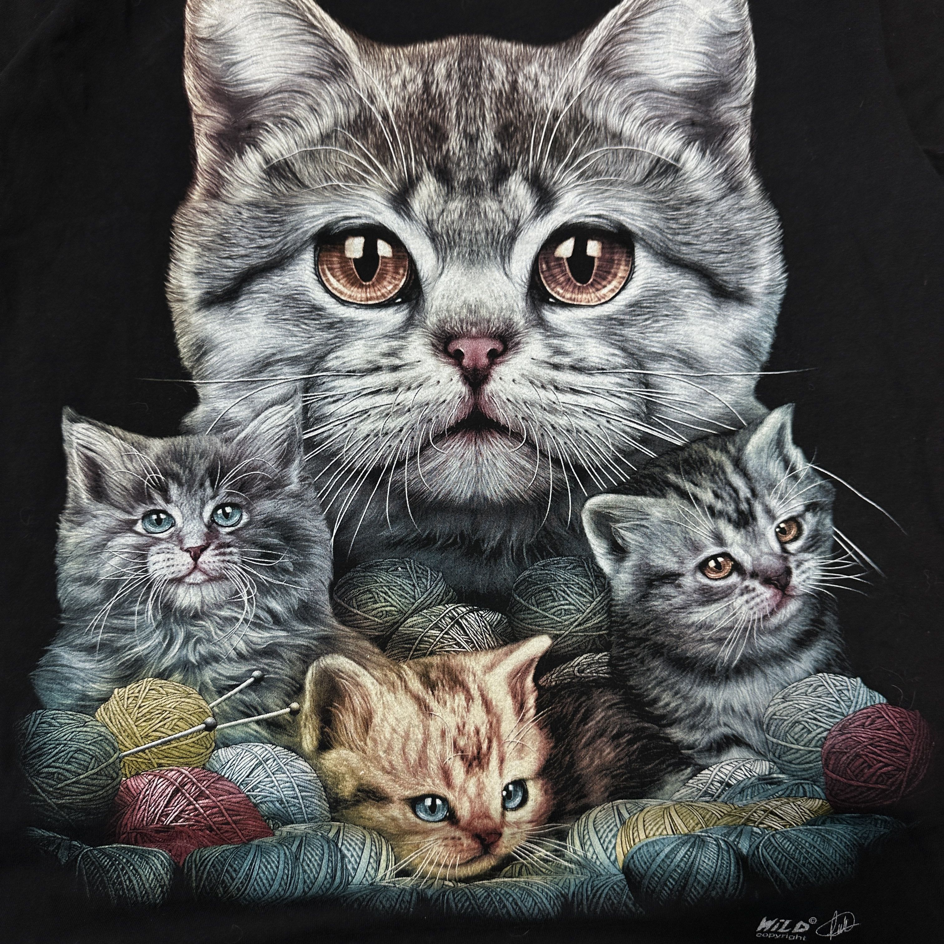 Vintage Vintage Kitty Cat Print Glowing In The Dark T-shirt Y2K Size US M / EU 48-50 / 2 - 2 Thumbnail