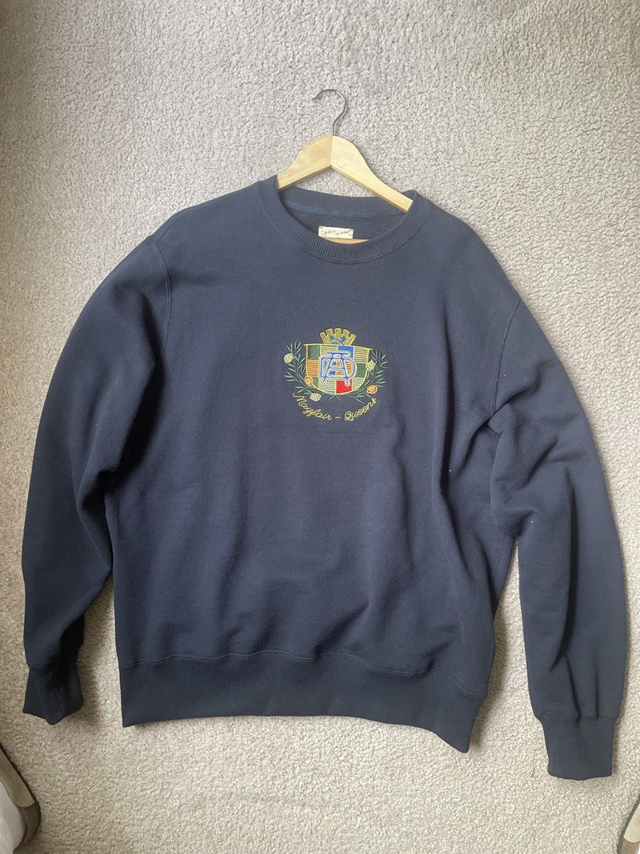 image of Aime Leon Dore x Drakes Navy Ald X Drakes Crest Crewneck, Men's (Size XL)