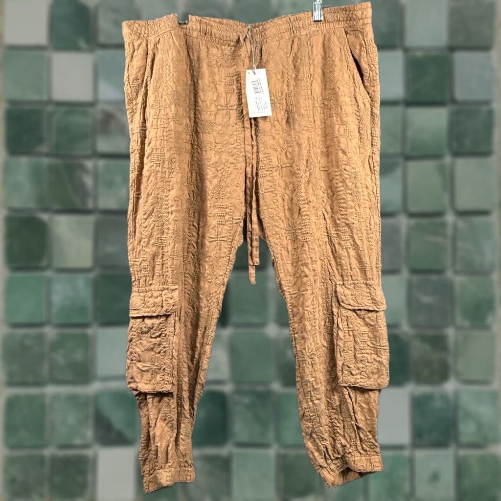 Johnny Was VINTAGE Johnny Was Breccia Jogger Pant XL Peaches Copper Embroidered Cargo P61618-9 NWT Size 40" / US 18 - 1 Thumbnail