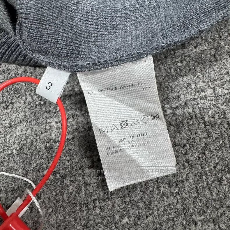 Thom Browne Thom Browne Grey four-striped V-neck knit cardigan Size US L / EU 52-54 / 3 - 6 Thumbnail