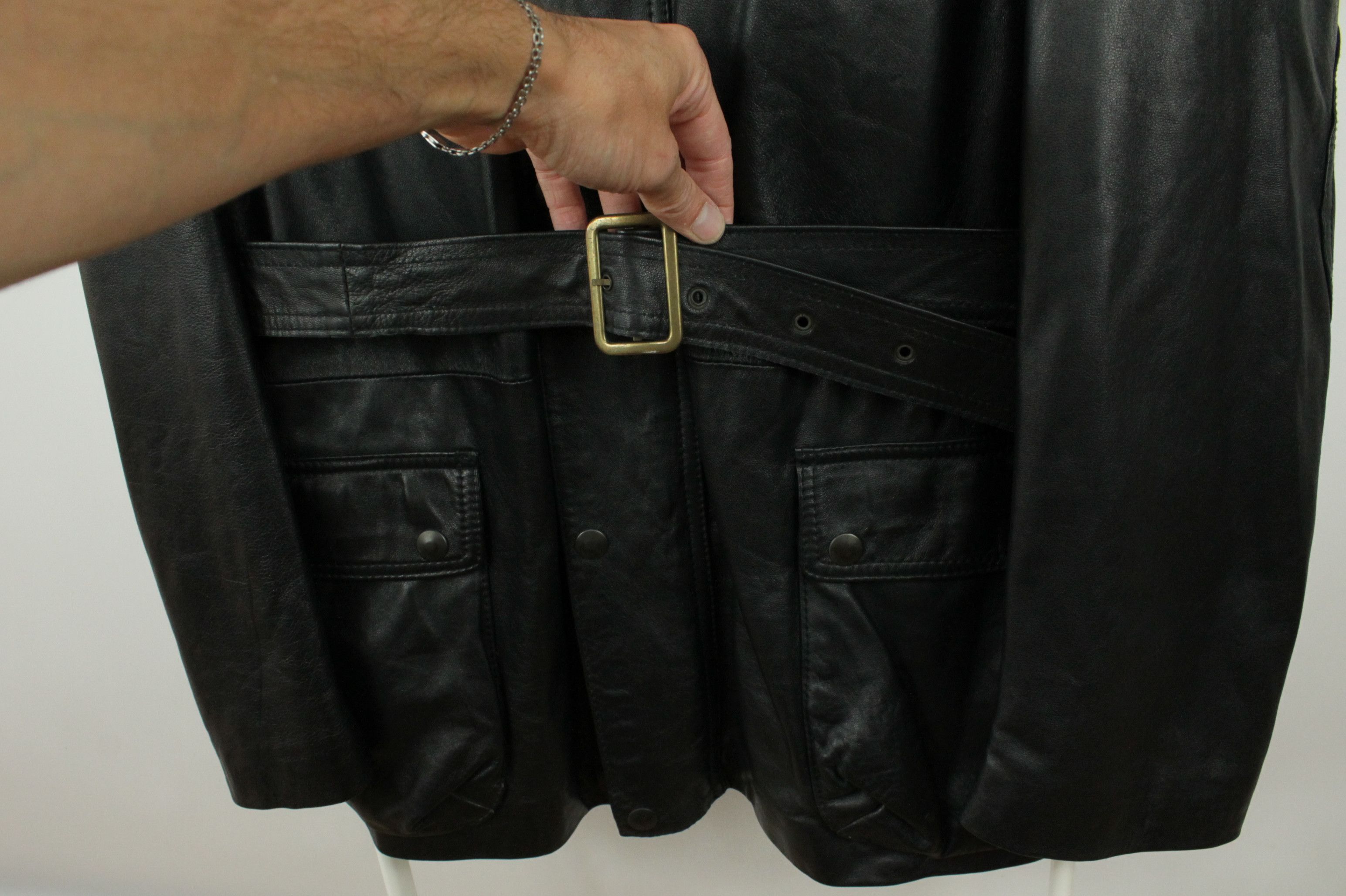 Vintage Vintage Cuoieria Fiorentina Black Leather Belted Jacket Size US XXL / EU 58 / 5 - 6 Thumbnail