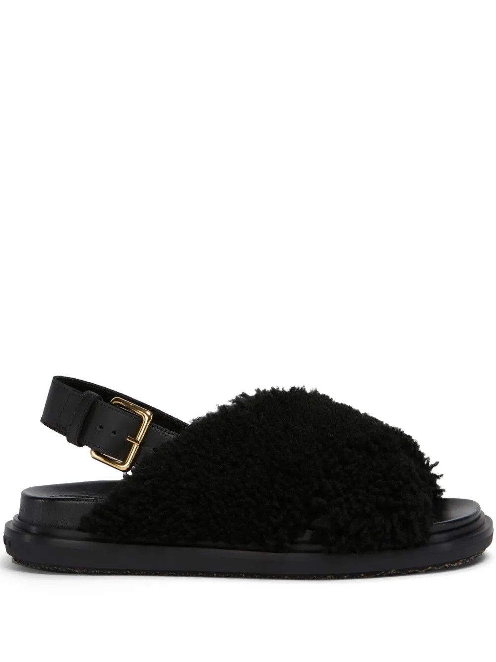 Marni o1w1db11125 Fussbett Shearling Sandals in Black Size US 10 / IT 40 - 1 Thumbnail