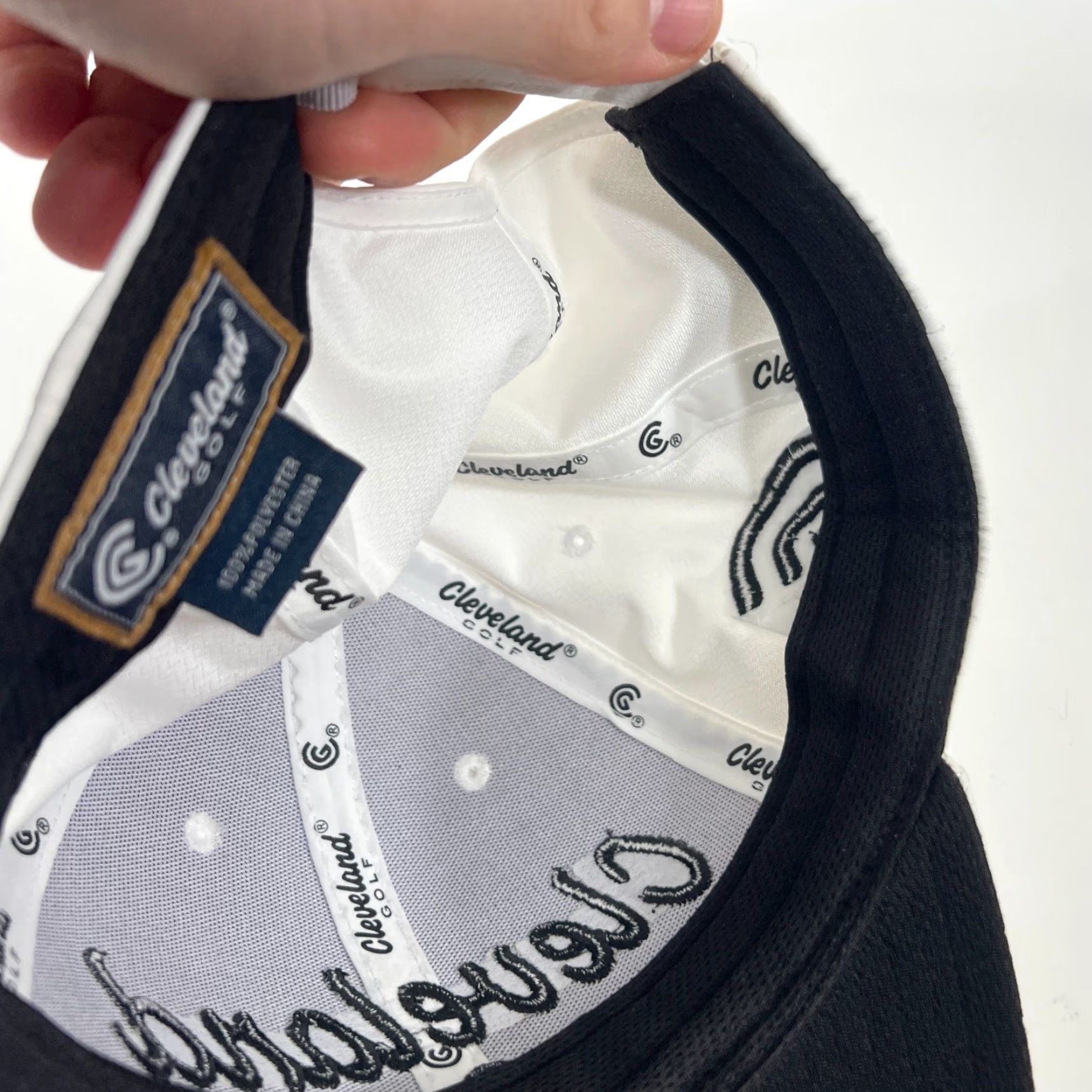 Logo 7 Cleveland Golf Hat Cap Strap Back Mens White Embroidered Logo Golf Performance Size ONE SIZE - 5 Thumbnail