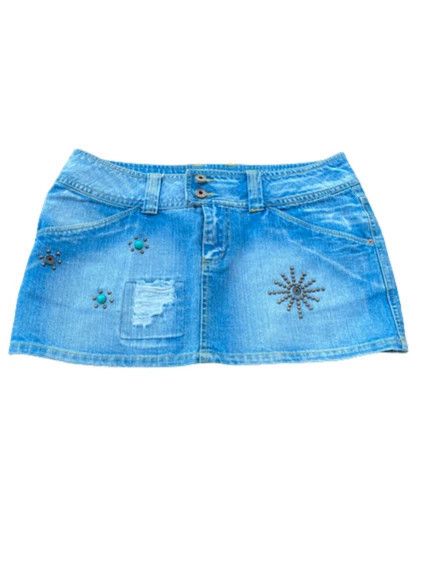 Vintage Y2K Vintage Mini Denim Jeans Mini with decorations Size 28" / US 6 / IT 42 - 1 Thumbnail