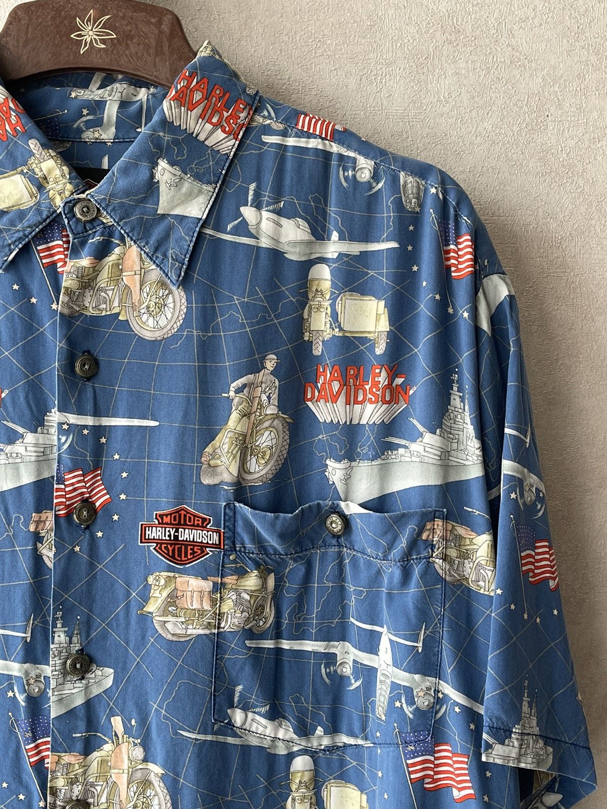 Harley Davidson 90s Harley Davidson Moto Tori Richard Hawaiian Shirt USA Size US L / EU 52-54 / 3 - 2 Thumbnail