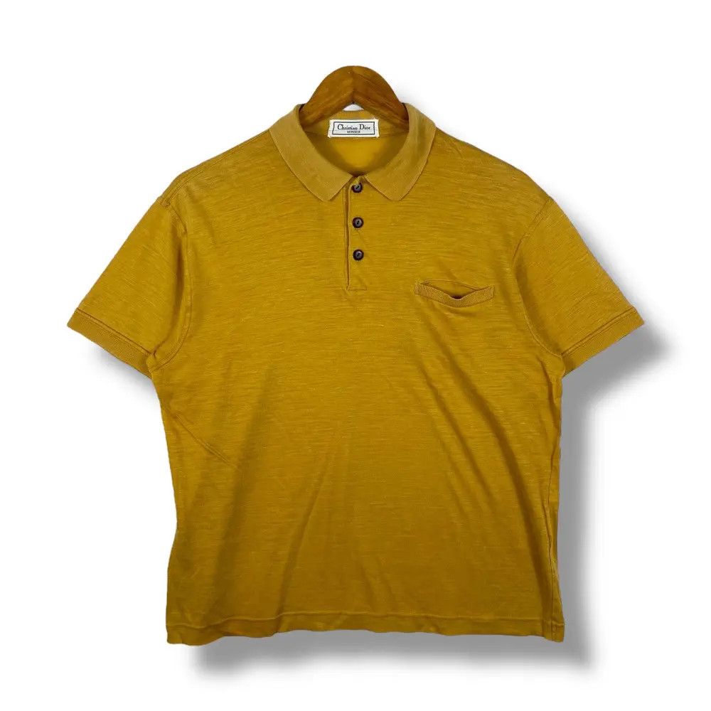 Christian Dior Monsieur Vintage 90's CHRISTIAN DIOR Monsieur Pocket Mustard Polo Size US L / EU 52-54 / 3 - 1 Thumbnail