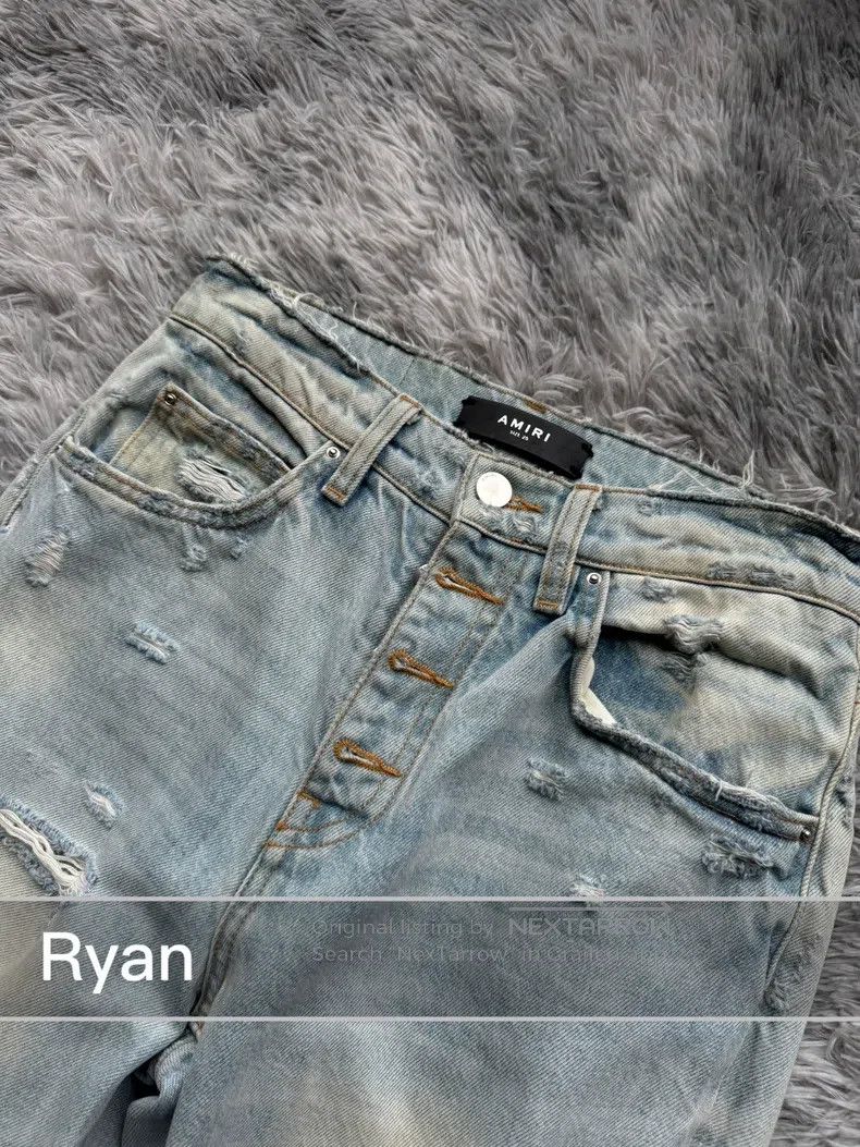Amiri Amiri Blade-cut destroyed denim pants, washed blue Size 25" / US 0 / IT 36 - 6 Thumbnail