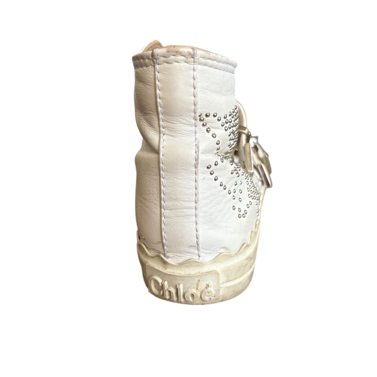 Chloe CHLOÉ 'Kyle' White Studded Buckle High Top Sneakers EU 36 Size US 6 / IT 36 - 5 Thumbnail