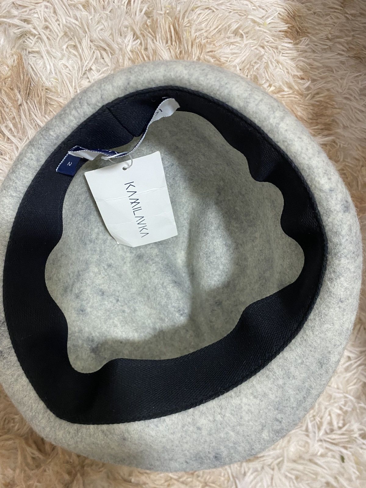 Japanese Brand KAMILAVKA Crumpled Wool Hat – Handmade in Japan – Size ONE SIZE - 5 Thumbnail