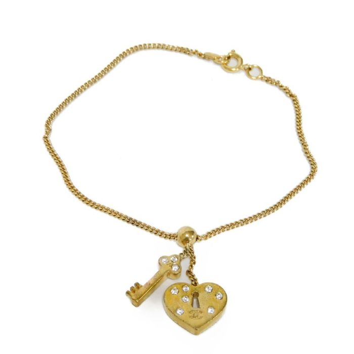 Chanel CHANEL Bracelet Heart Key Crystal Coco Mark Strass Chain