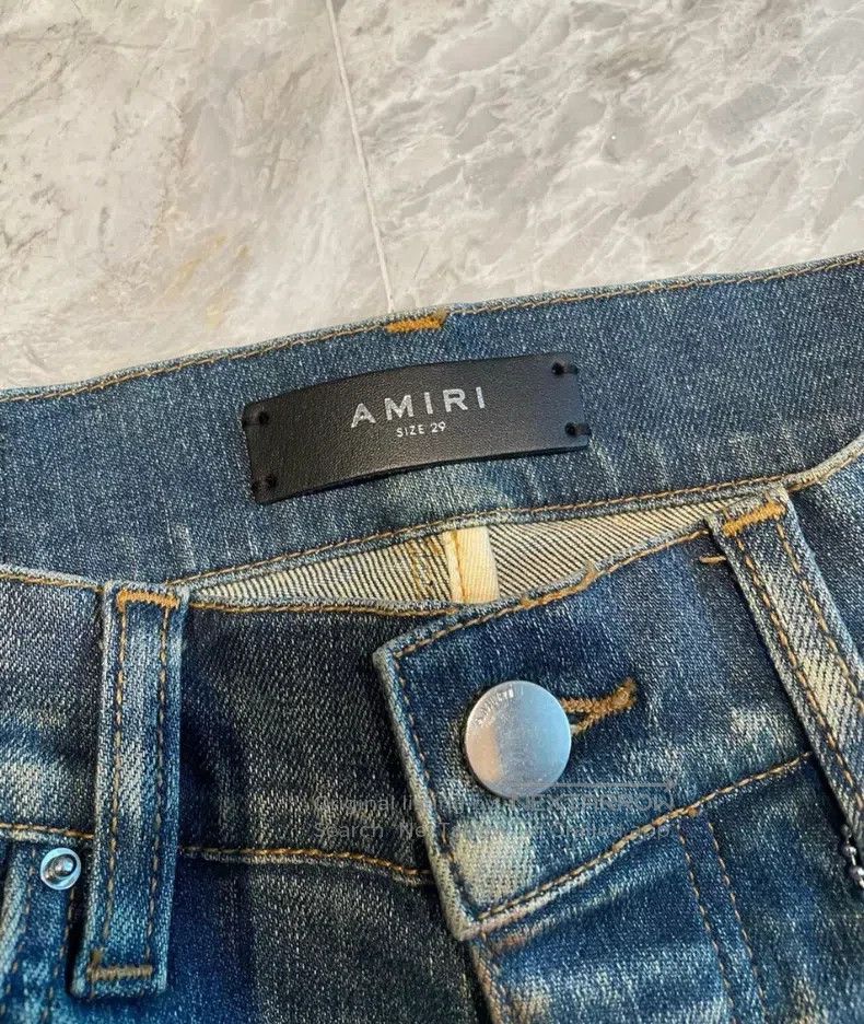 Amiri Amiri Classic Yellow Mud Washed Blue Jeans Patchwork, Size Size US 29 - 2 Thumbnail