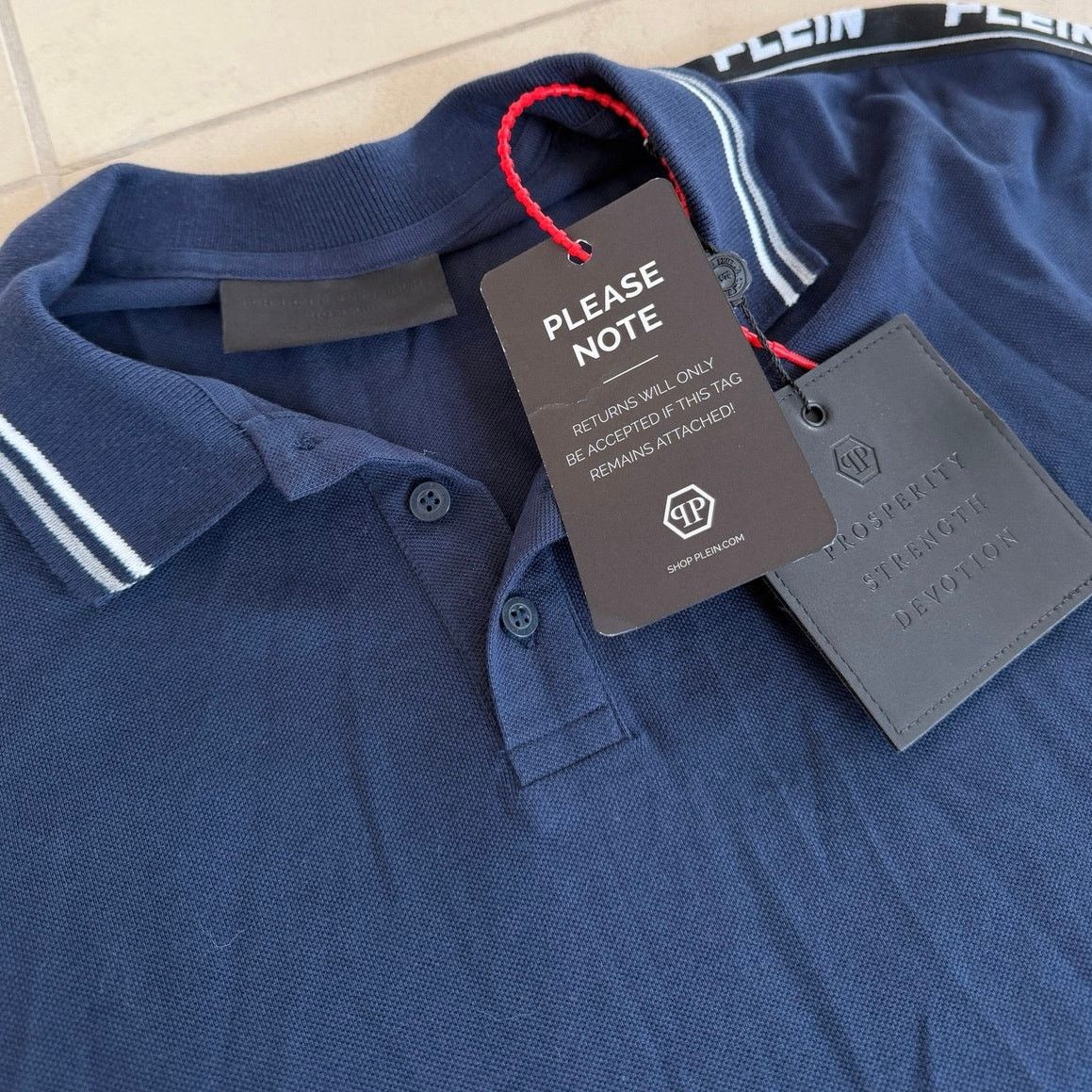 Philipp Plein Philipp Plein Polo Shirt XL Navy Logo Short Sleeve NWT Size US XL / EU 56 / 4 - 2 Thumbnail