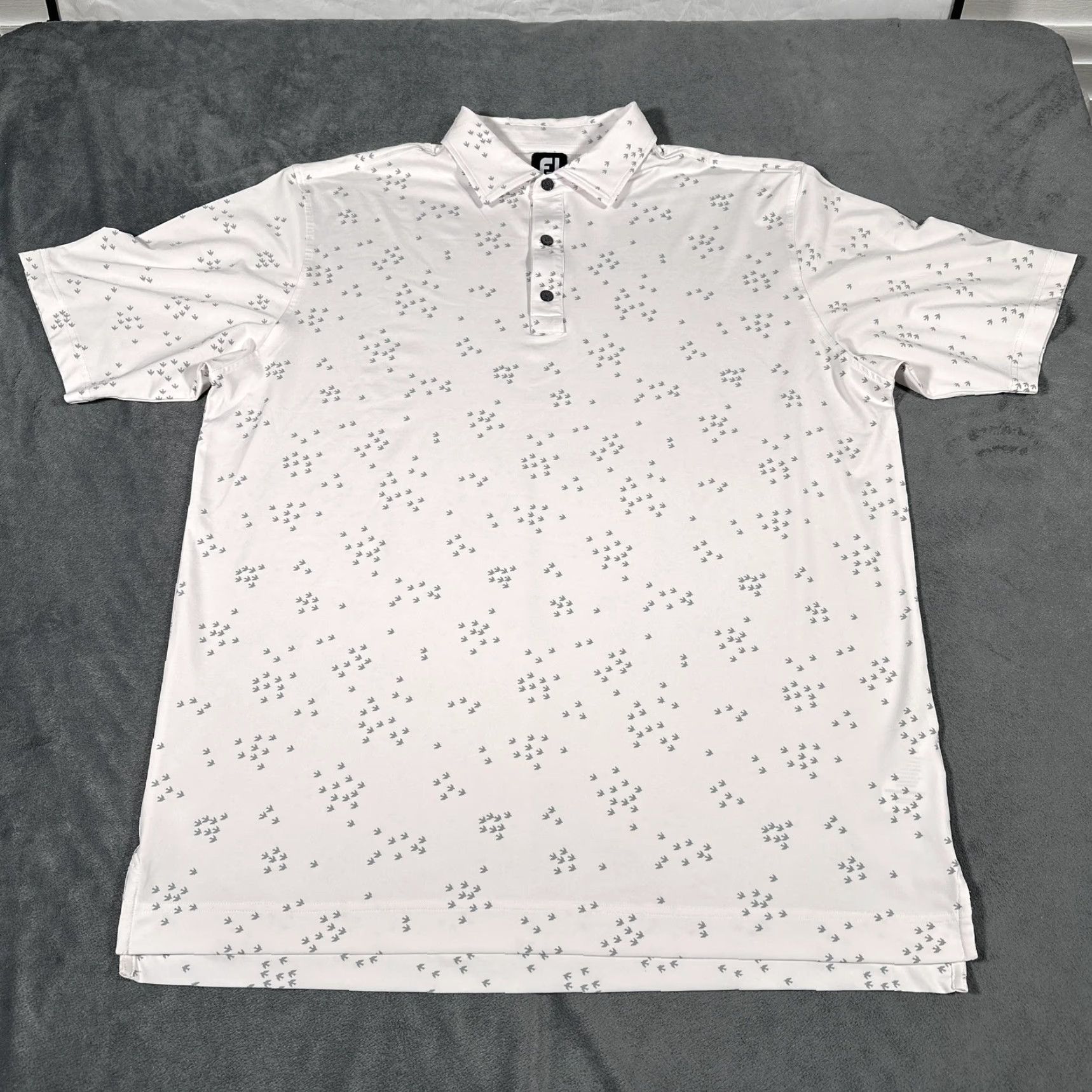 Footjoy FootJoy Polo Shirt Mens XL White Bird Print Golf Stretch Short Sleeve Top Size US XL / EU 56 / 4 - 7 Thumbnail