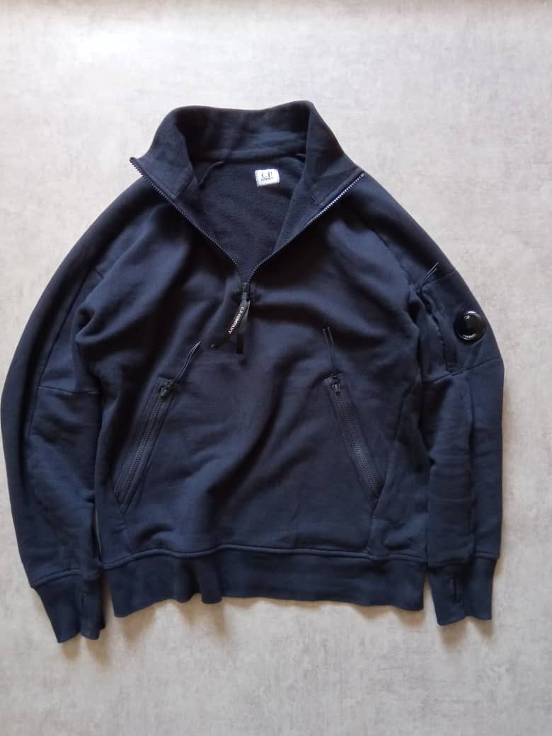 C.P. Company Diagonal Raised Fleece Half Zip Goggle NAVY Size US M / EU 48-50 / 2 - 2 Thumbnail