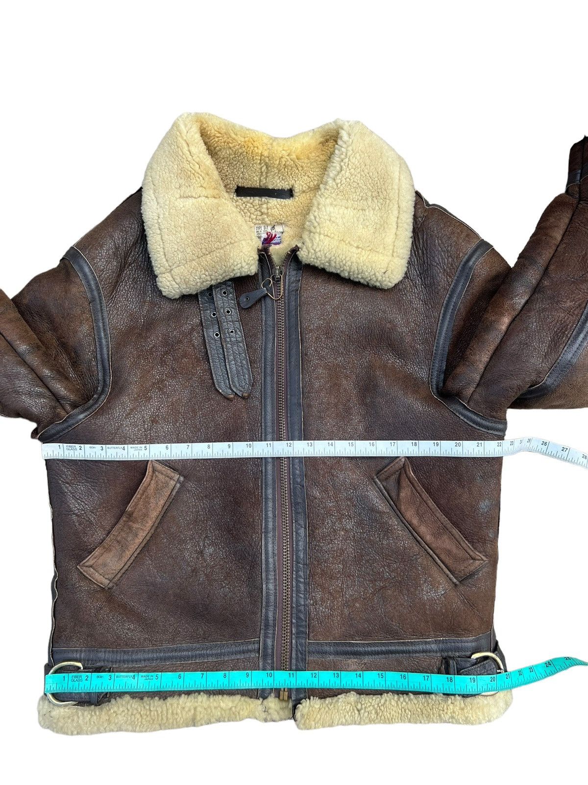 Vintage 80s Distress Patina Sheep Leather B-3 Flight Jacket