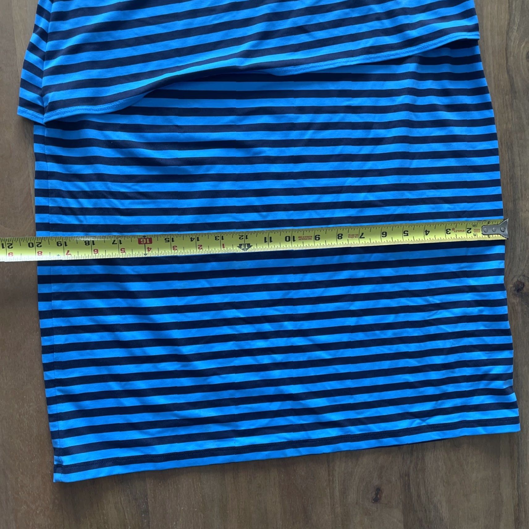 J.McLaughlin J. McLaughlin Dress Catalina Cloth Nicola Tiered Blue Striped Sleeveless L Knee Length Jersey Nylon Spandex Size L / US 10 / IT 46 - 7 Thumbnail