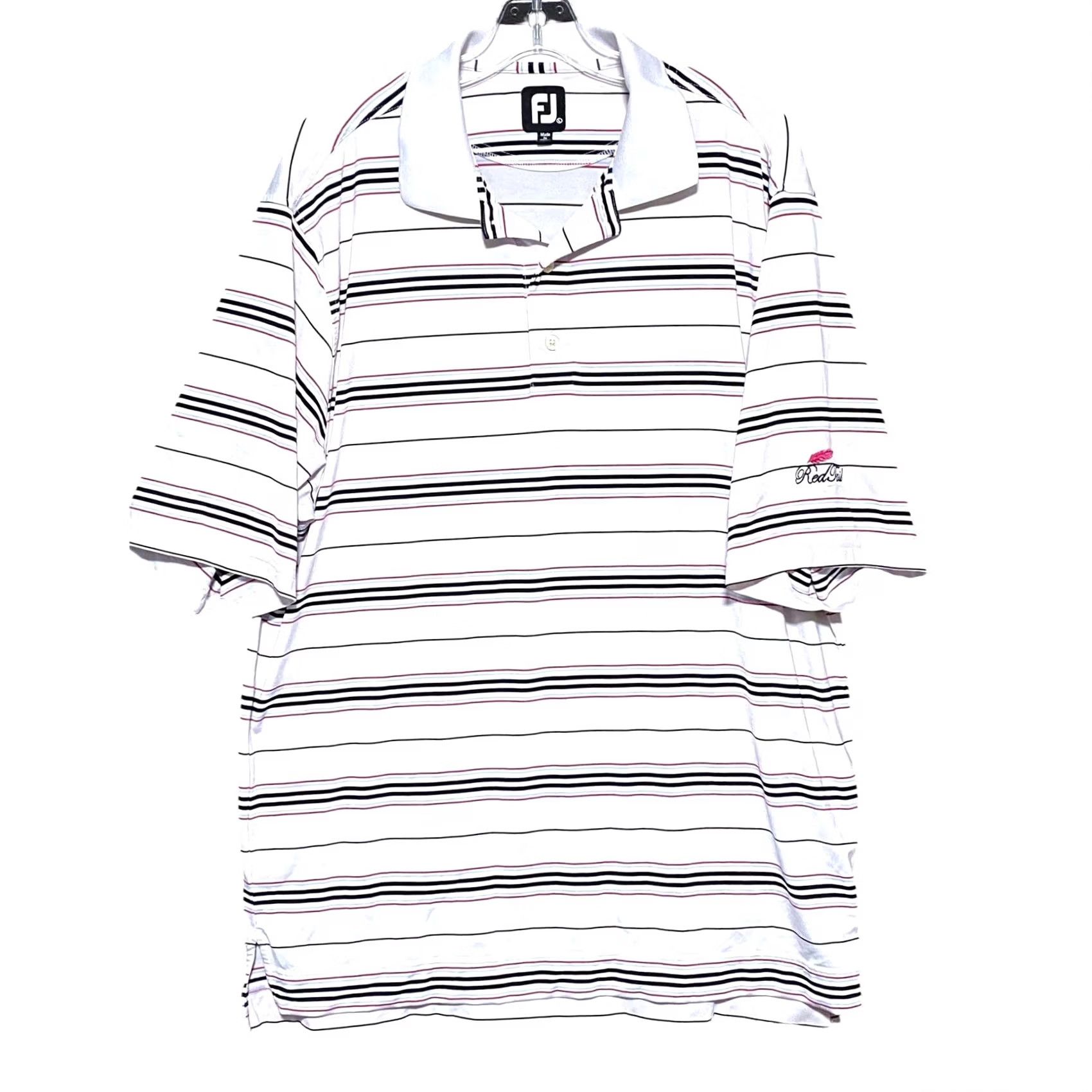 Footjoy FootJoy Polo Shirt Mens L White Striped Athleisure Preppy Casual Activewear Workwear Golf Shirt Size US L / EU 52-54 / 3 - 2 Thumbnail
